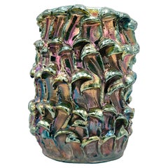 Onda-Vase, schillernde Metallic Raku N. 03