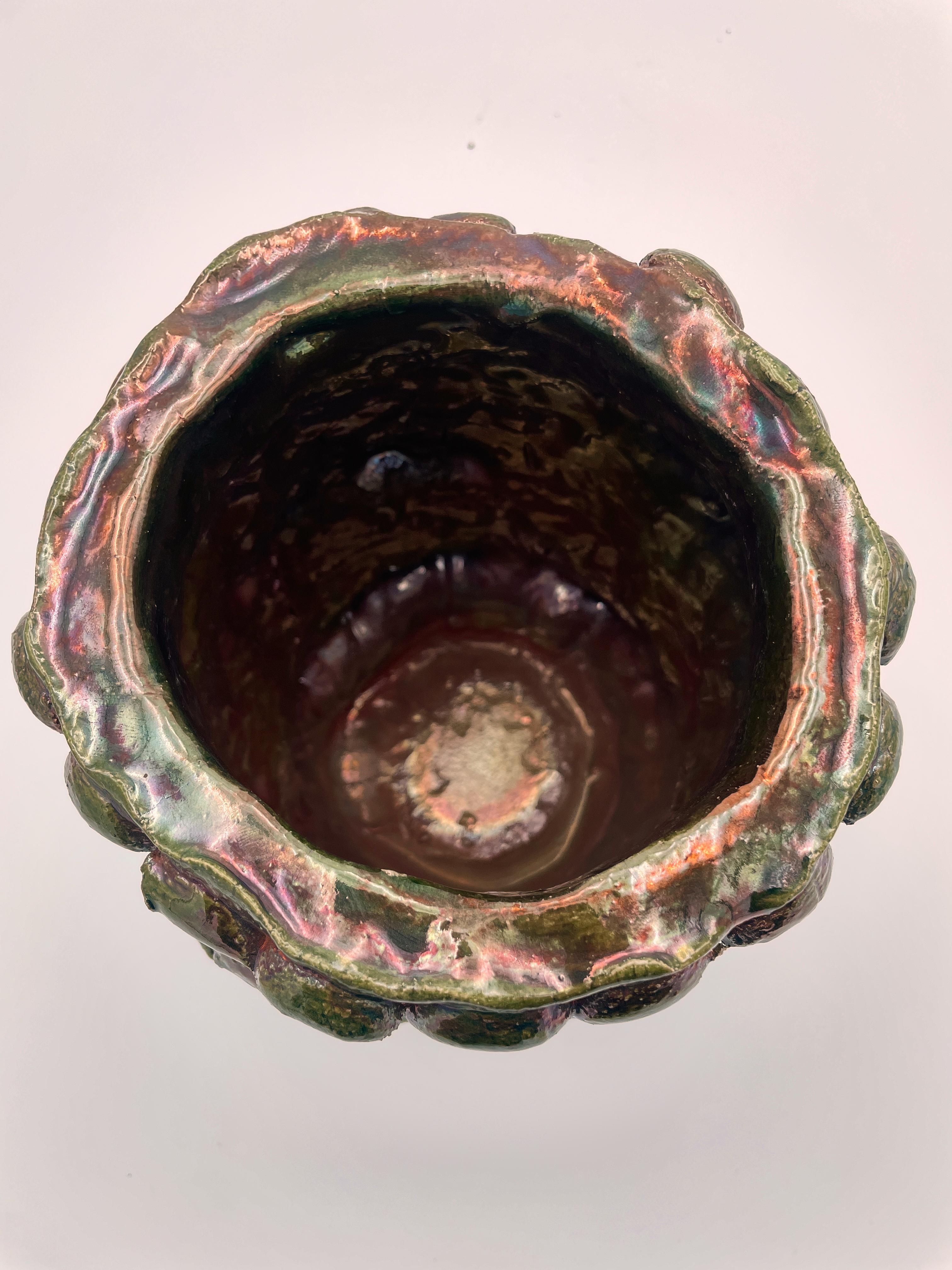 Vase Onda, Raku métallisé irisé N. 04 en vente 1
