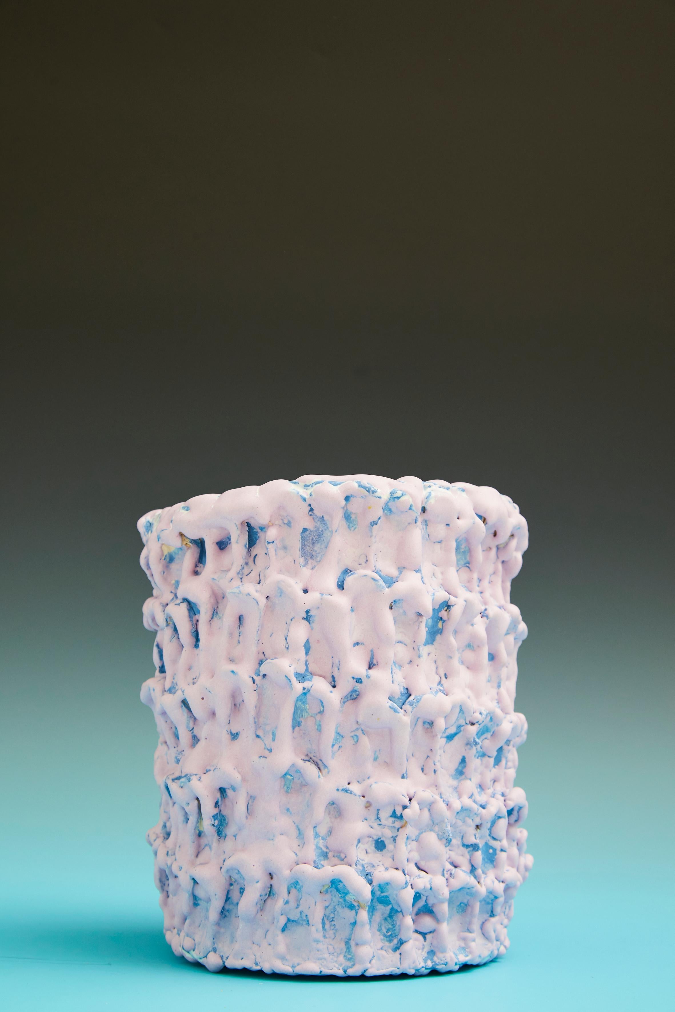 Italian Onda Vase, Lilac Bubble & Blue Opaque 01 For Sale