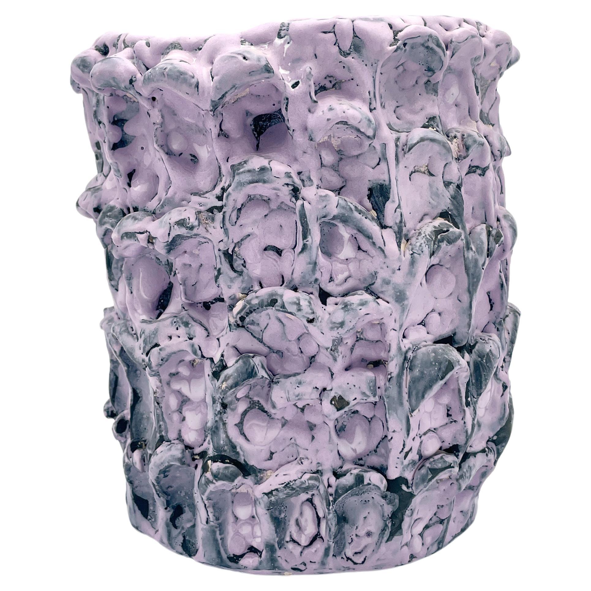 Onda Vase, Lilac Bubble and Opaque Black 01 For Sale