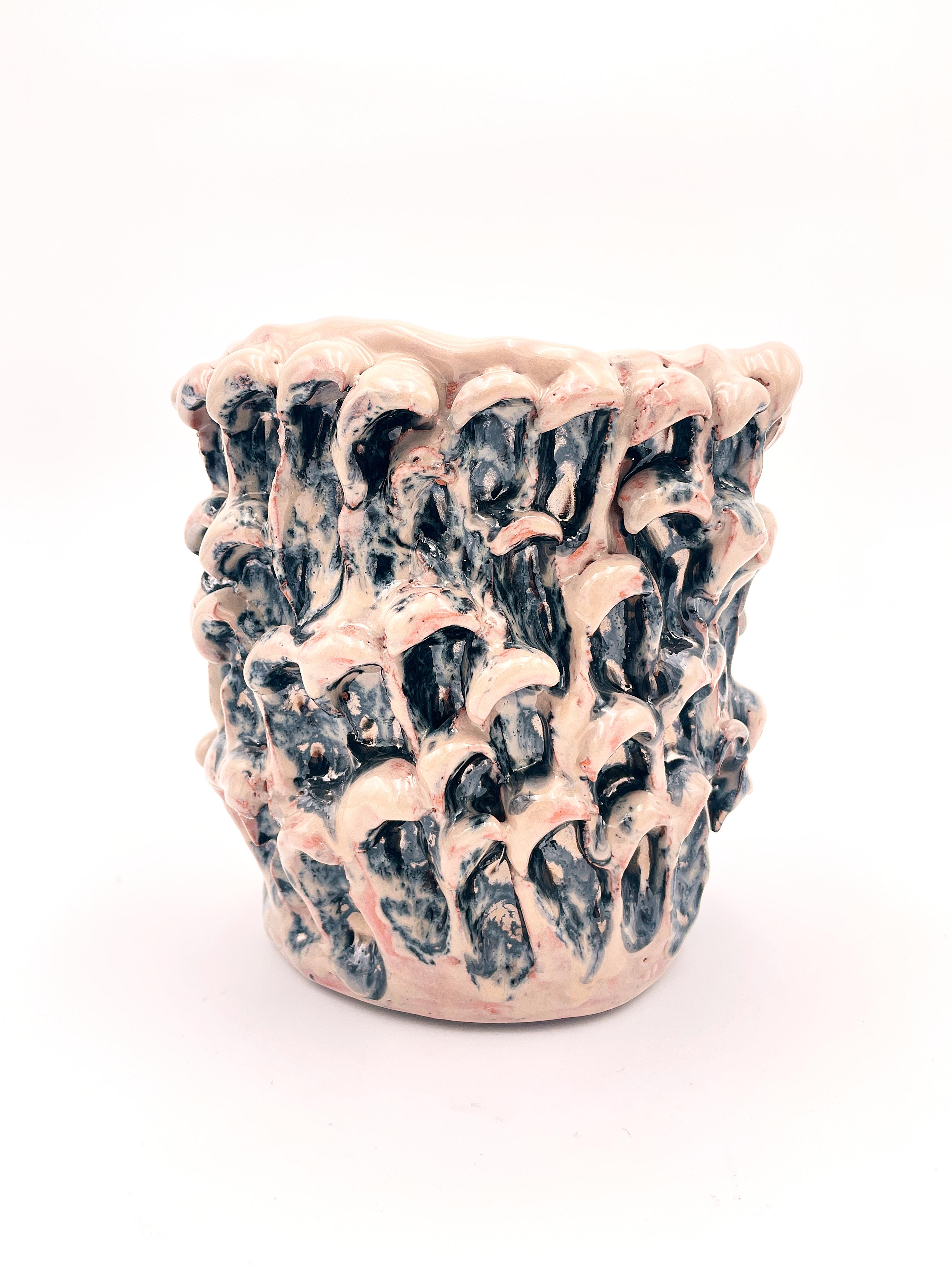 Glazed Onda Vase, Metallic Mineral Blush 01 For Sale