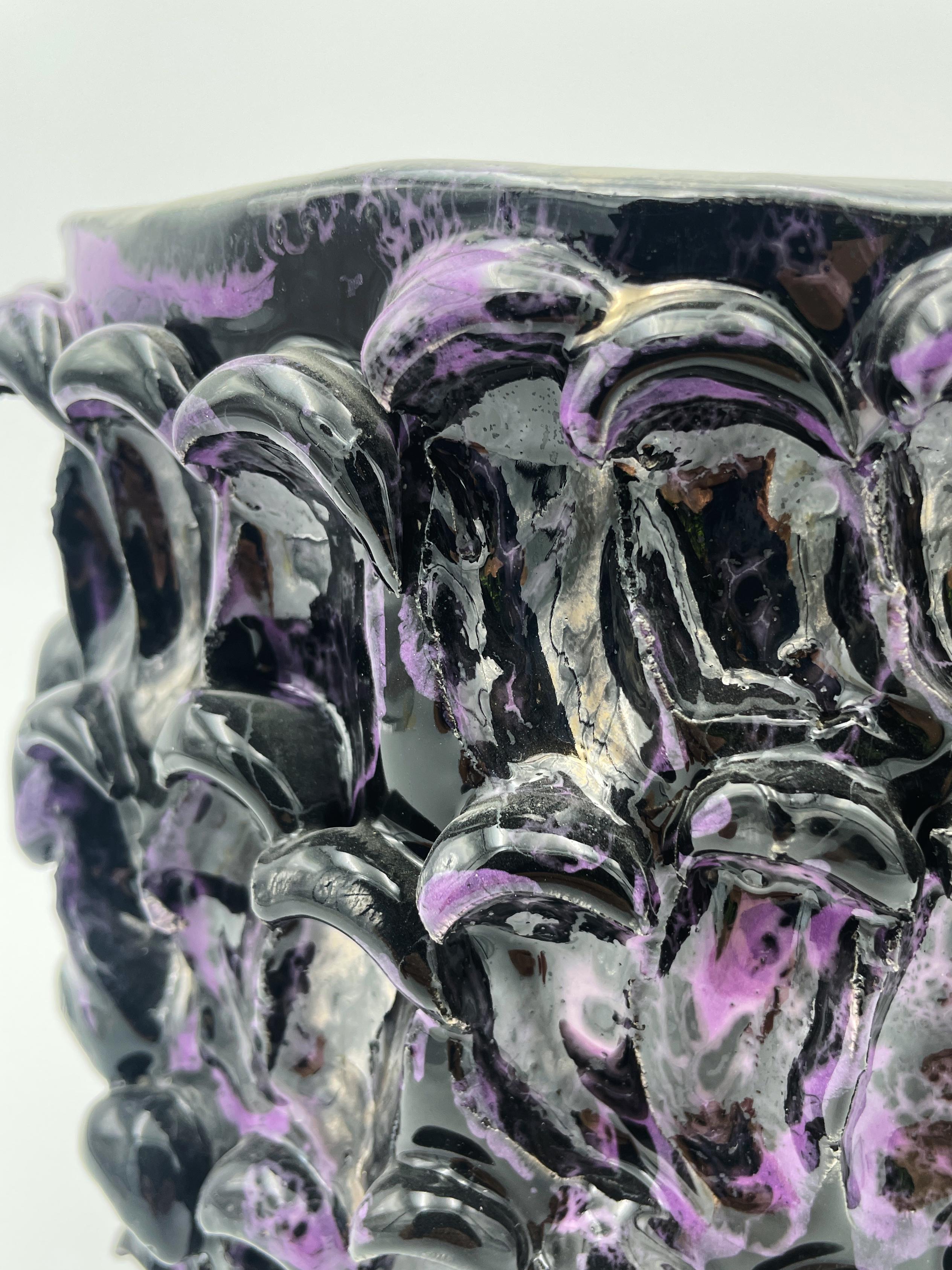 Onda Vase, Metallic Purple and Black 01 For Sale 1