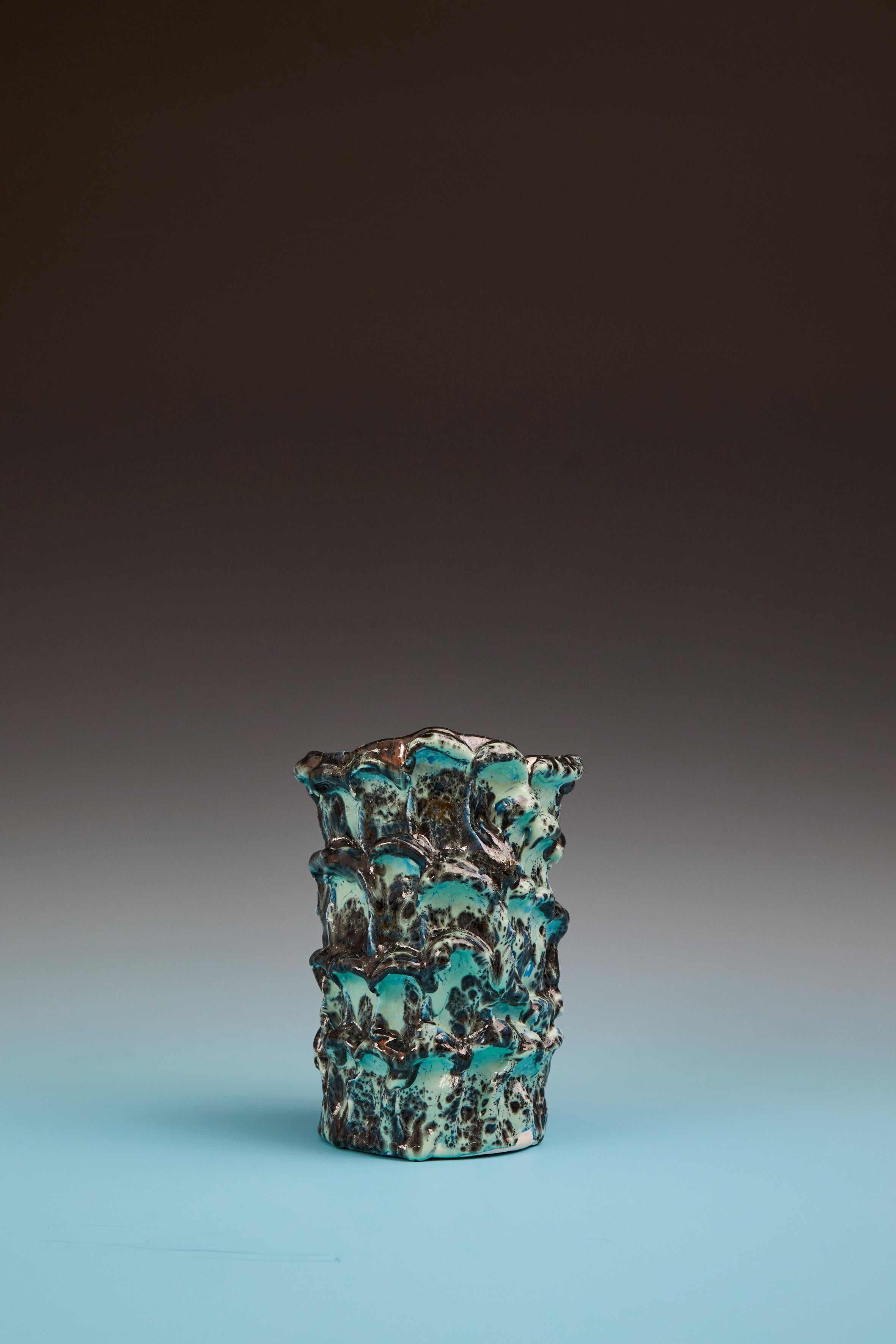 Onda Vase, Metallic Tiffany and Turquoise 01 For Sale 3