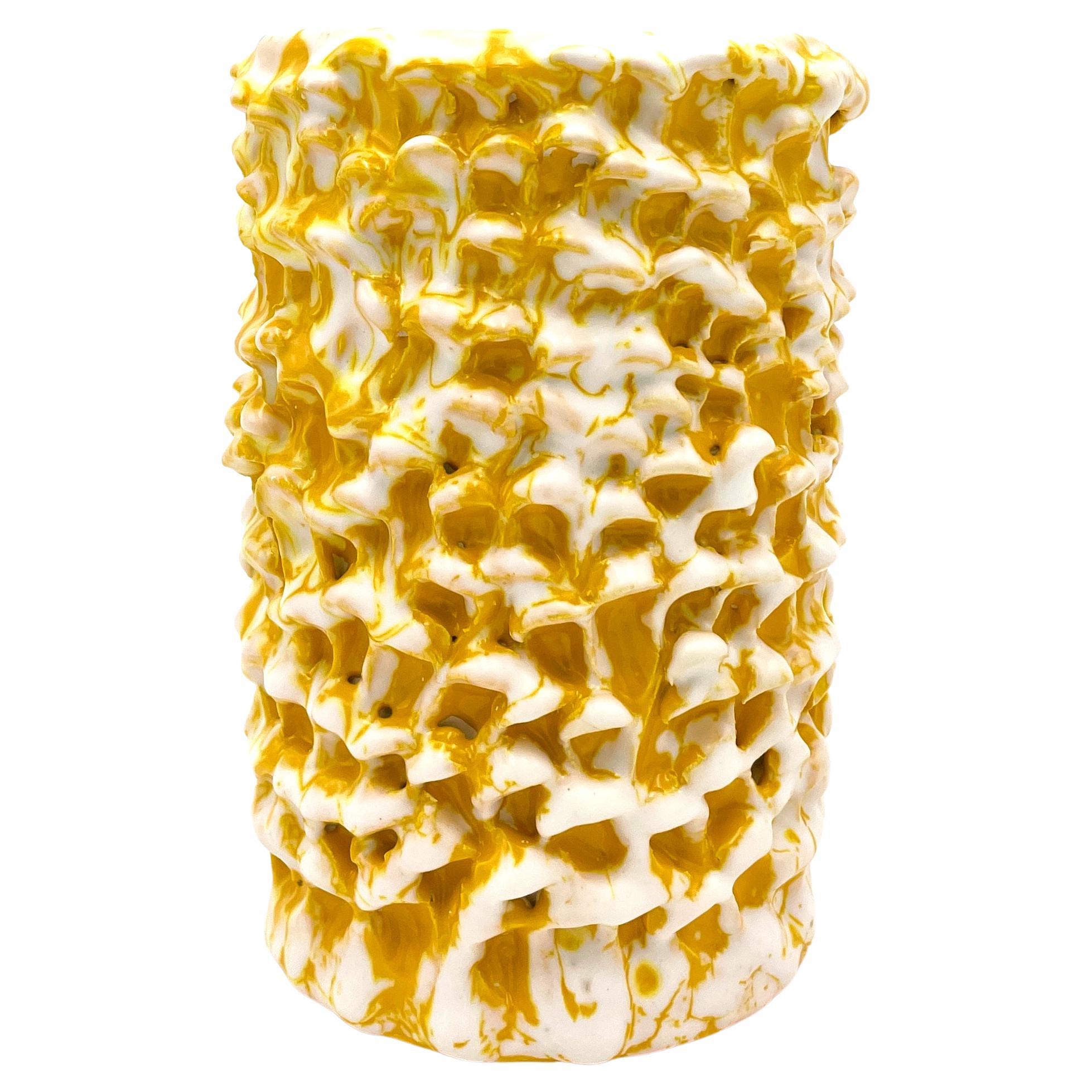 Onda Vase, Small, Sunflower Yellow and Matte White 01 For Sale