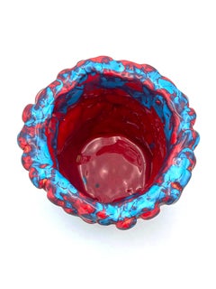 Onda Vase, Turquoise and Danger Red 01