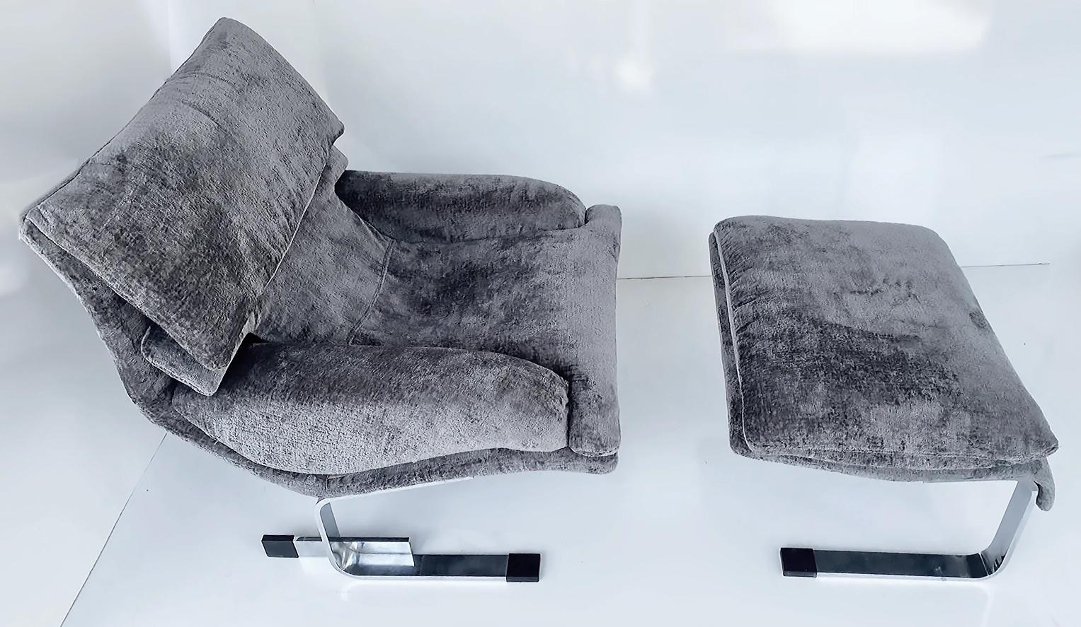 Onda Wave Chair and Ottoman Giovanni Offredi for Saporiti Attributed, 1970s  For Sale 1