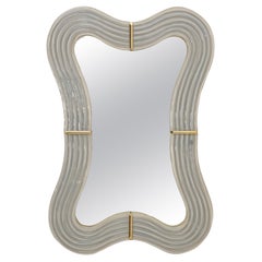 Ondae - Specchio scultoreo in ottone e vetro di Murano