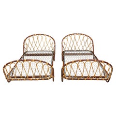 Ondaflex, 2 Bamboo Beds with Their Metal Base, Italy circa 1960