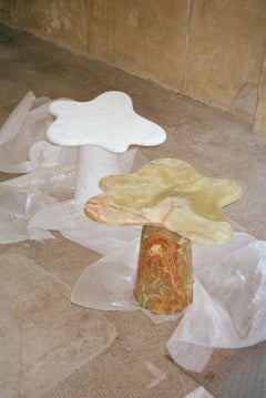 Ondamarmo Blue- Grey Matte Polished Side Table