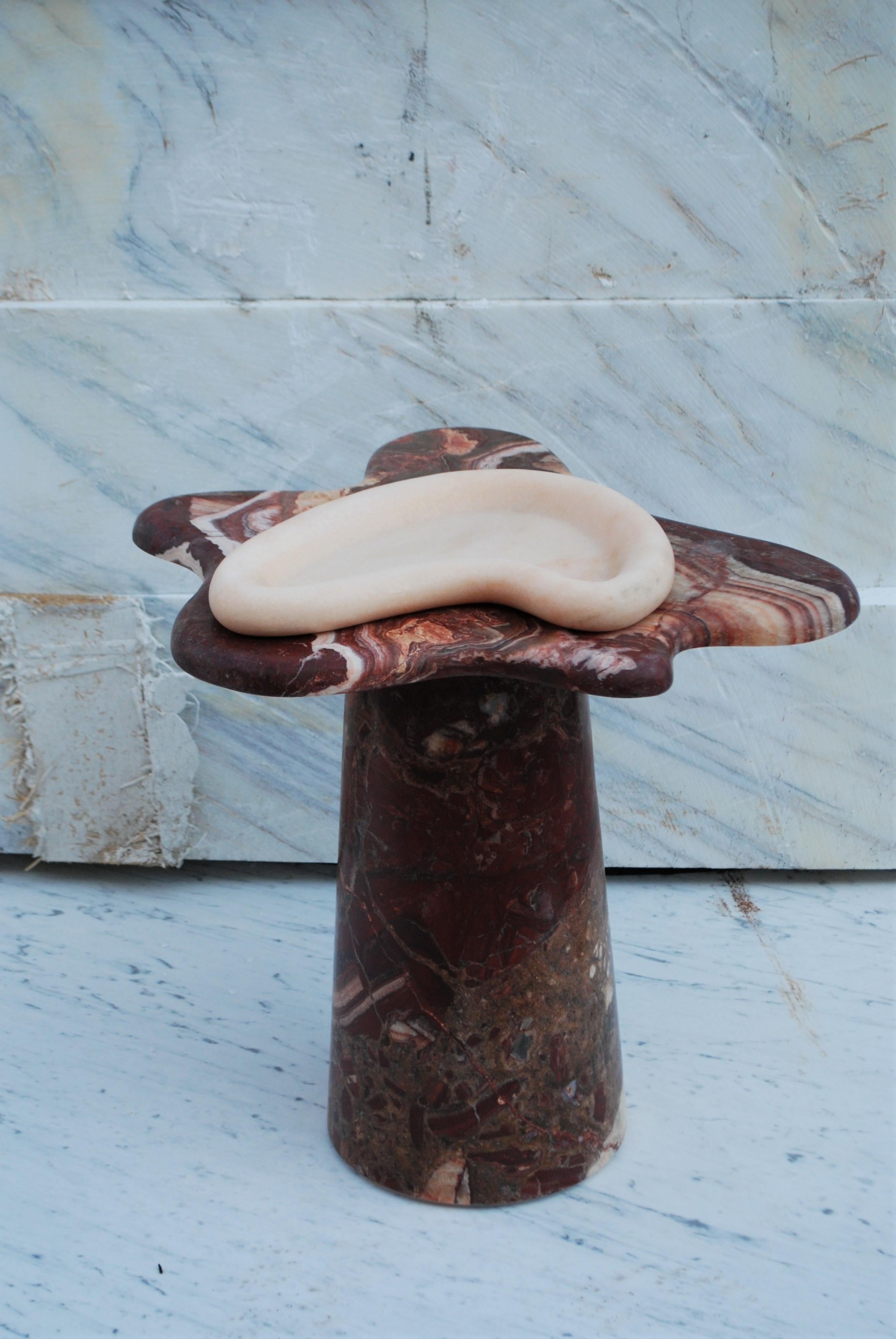 Italian Ondamarmo Vulcano Onyx Matte Polished Side Table For Sale