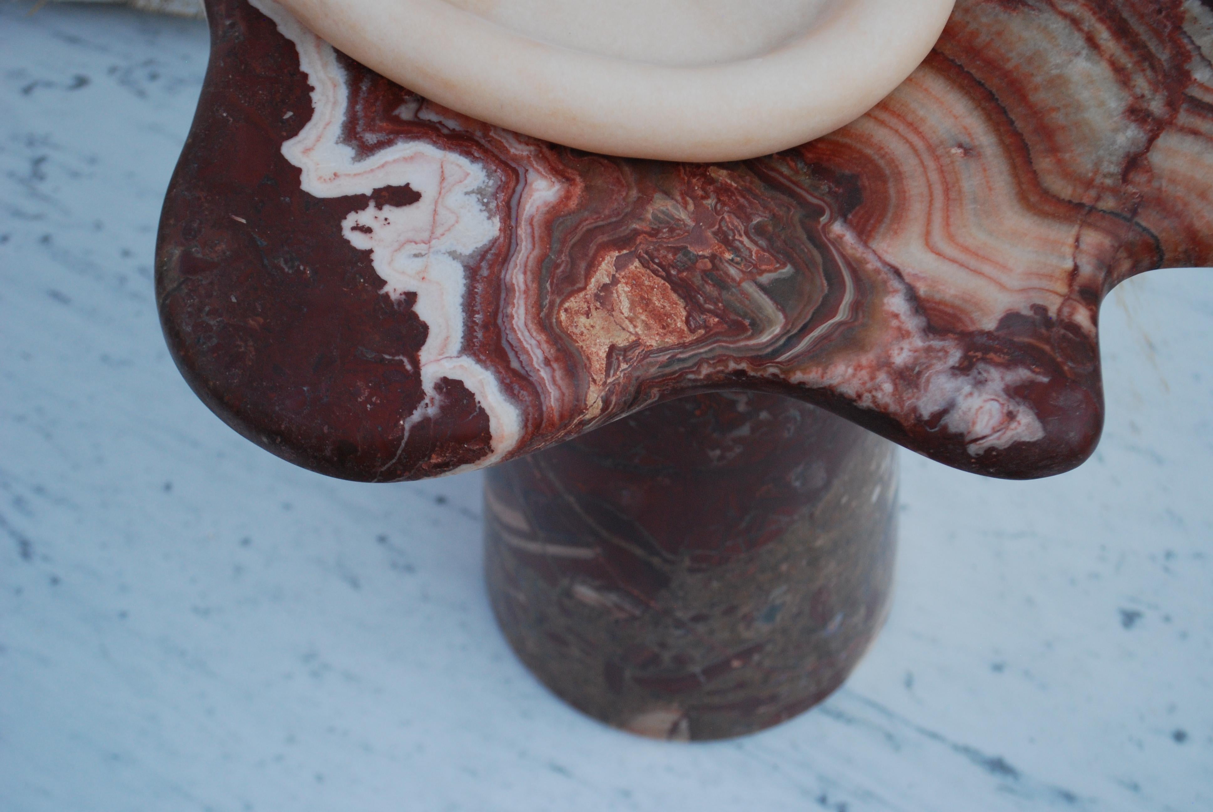 Contemporary Ondamarmo Vulcano Onyx Matte Polished Side Table For Sale