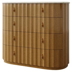 "Ondara" Fluted Travertine-top Dresser by Christiane Lemieux