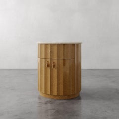 "Ondara" Fluted Travertine-top Nightstand / Endtable by Christiane Lemieux