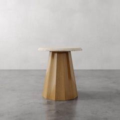 "Ondara" Fluted Travertine-top Side Table by Christiane Lemieux