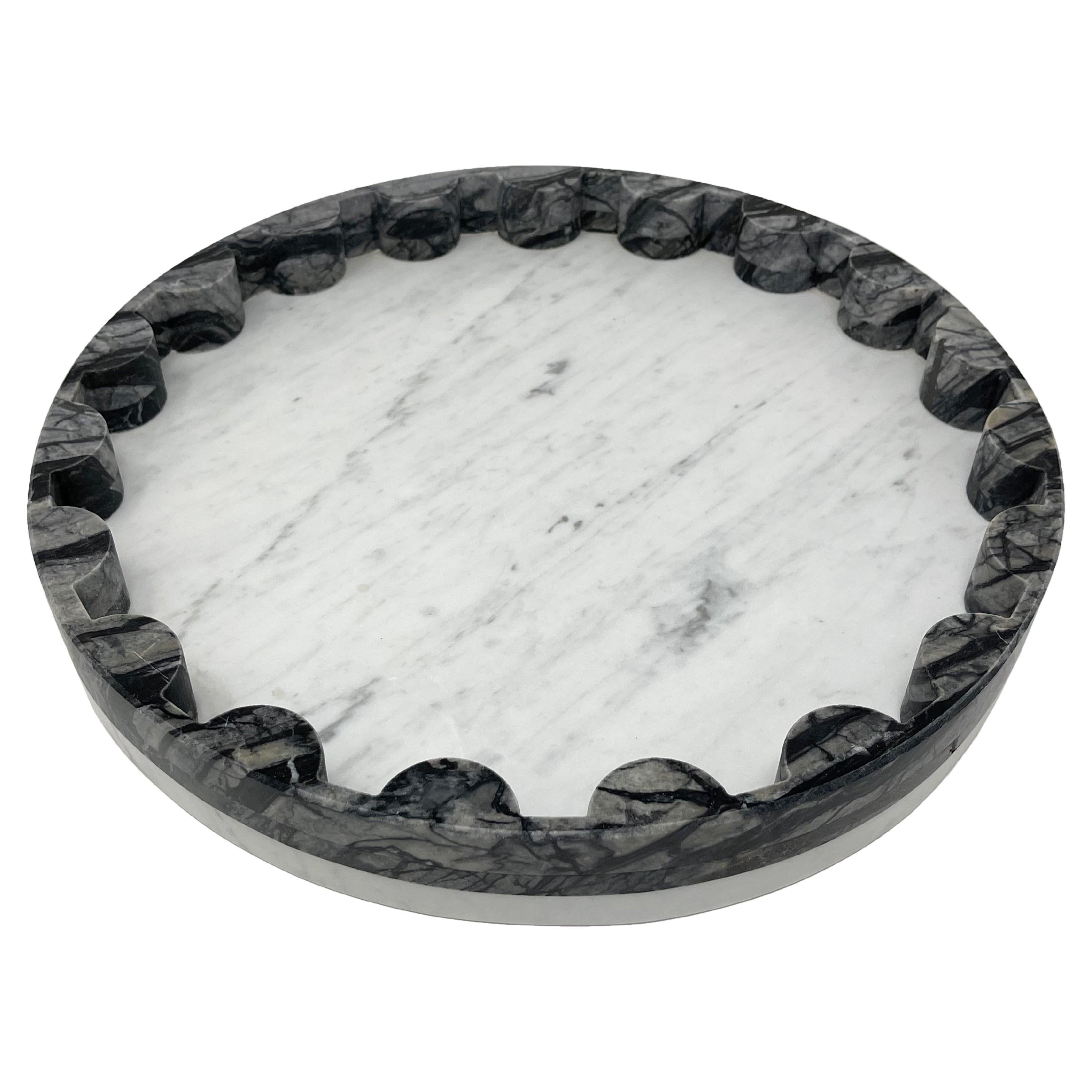 Onde 'Waves', 21st Century Carrara Marble Tray For Sale