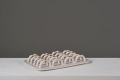 Ondes 4  – Contemporary Decorative Object in Grogged Clay and  gold