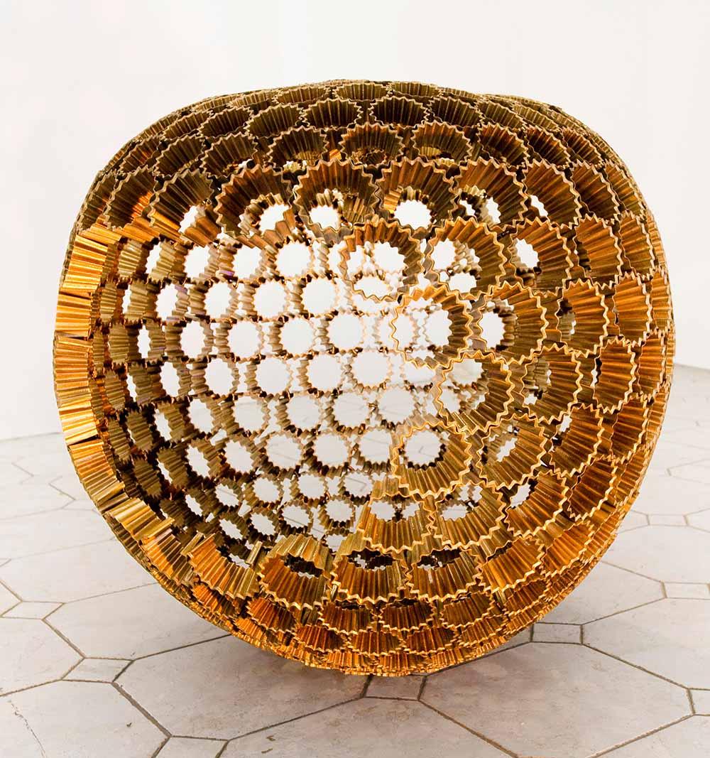 Forbidden Fruit II by Ondřej Oliva - Large bronze sculpture, apple form, golden