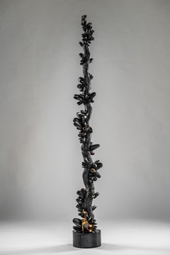 Instant Moules IV by Ondřej Oliva - sculptural lighting, totem, black shells