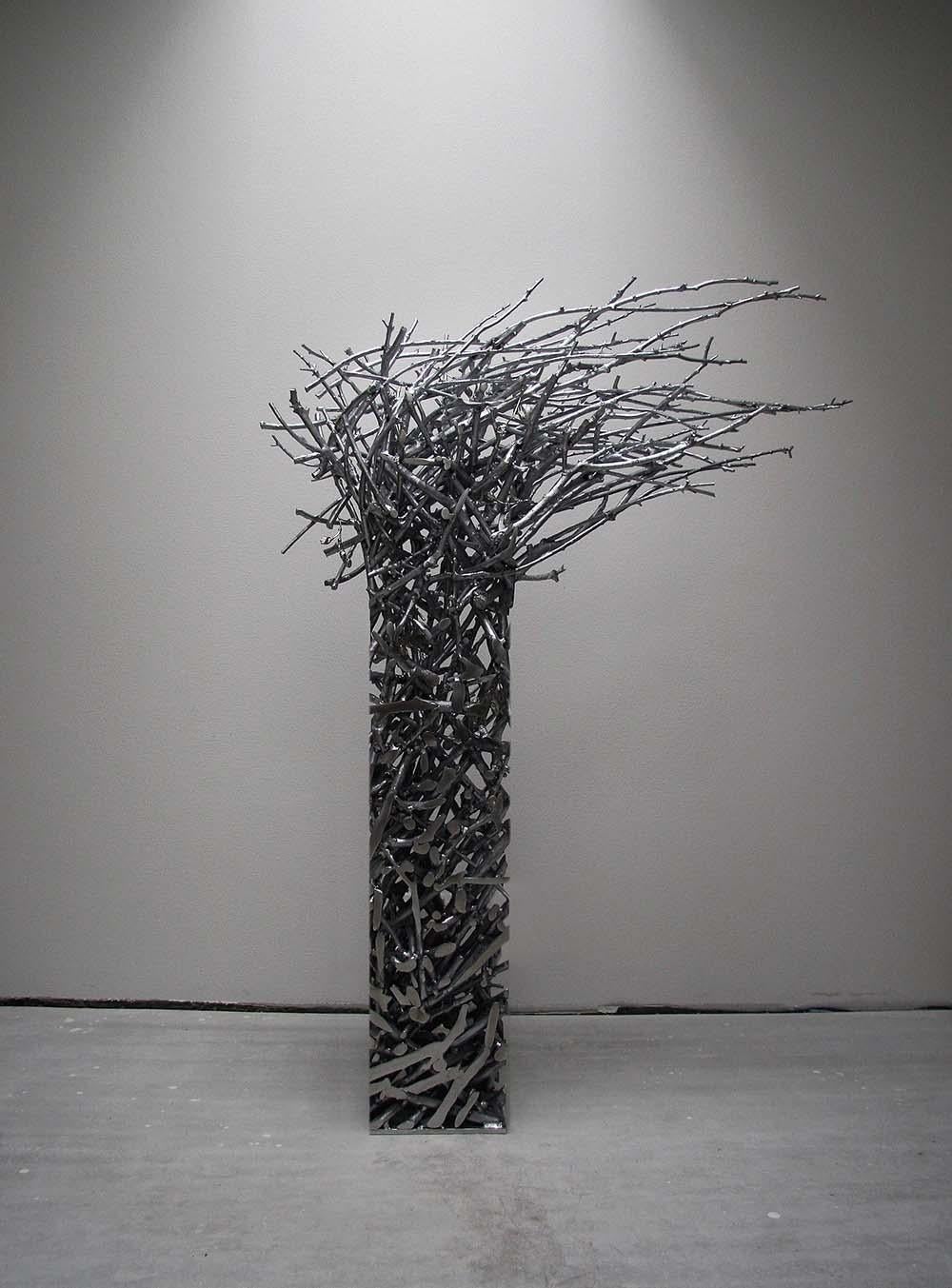 Instant Tree Burja is an aluminium and nickel sculpture by contemporary Czech sculptor Ondřej Oliva, dimensions are 150 × 105 × 30 cm (59.1 × 41.3 × 11.8 in). 
This sculpture is a unique piece signed by the artist and comes with a certificate of