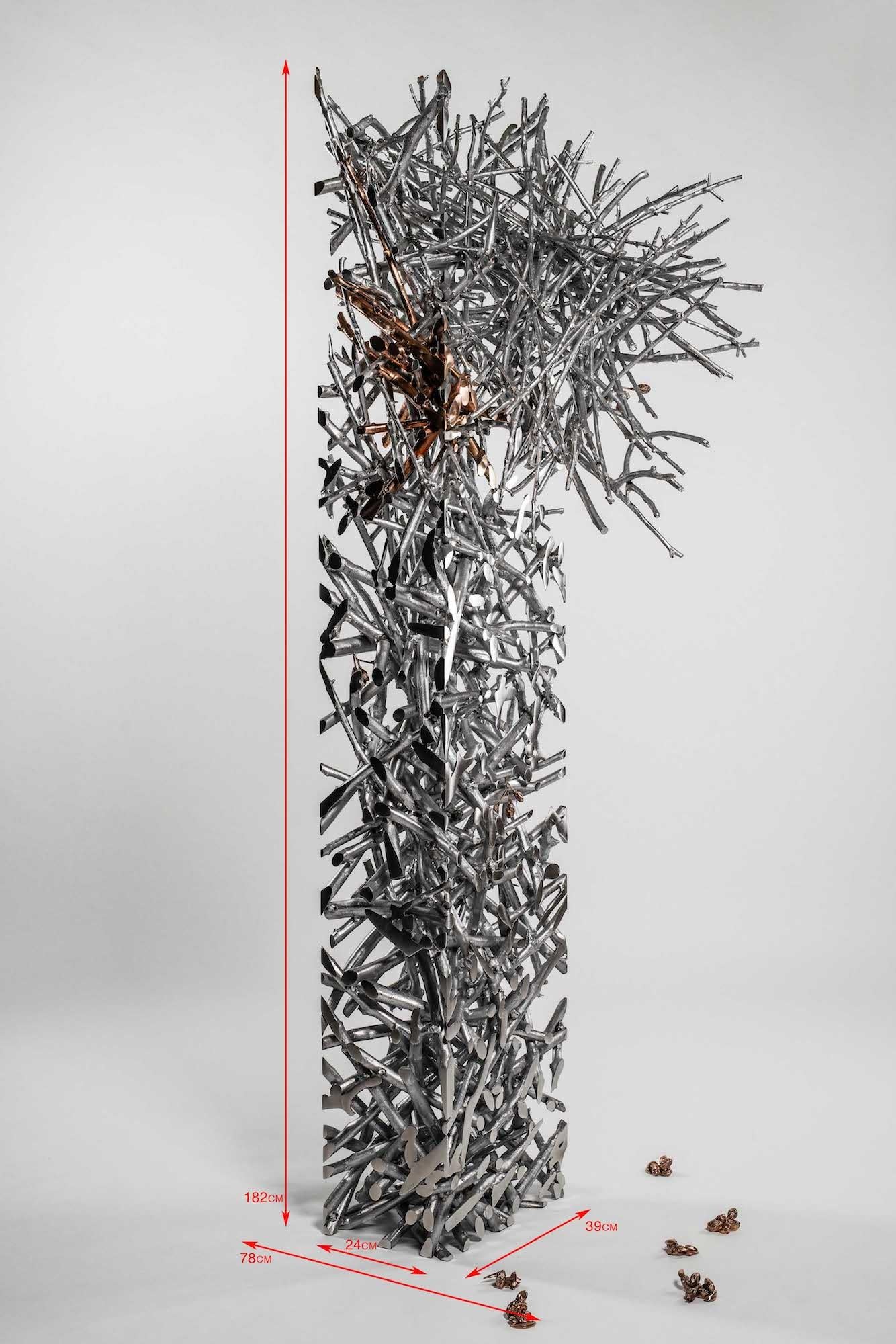 Instant Tree Olives by Ondřej Oliva - Grande sculpture en aluminium et bronze en vente 10