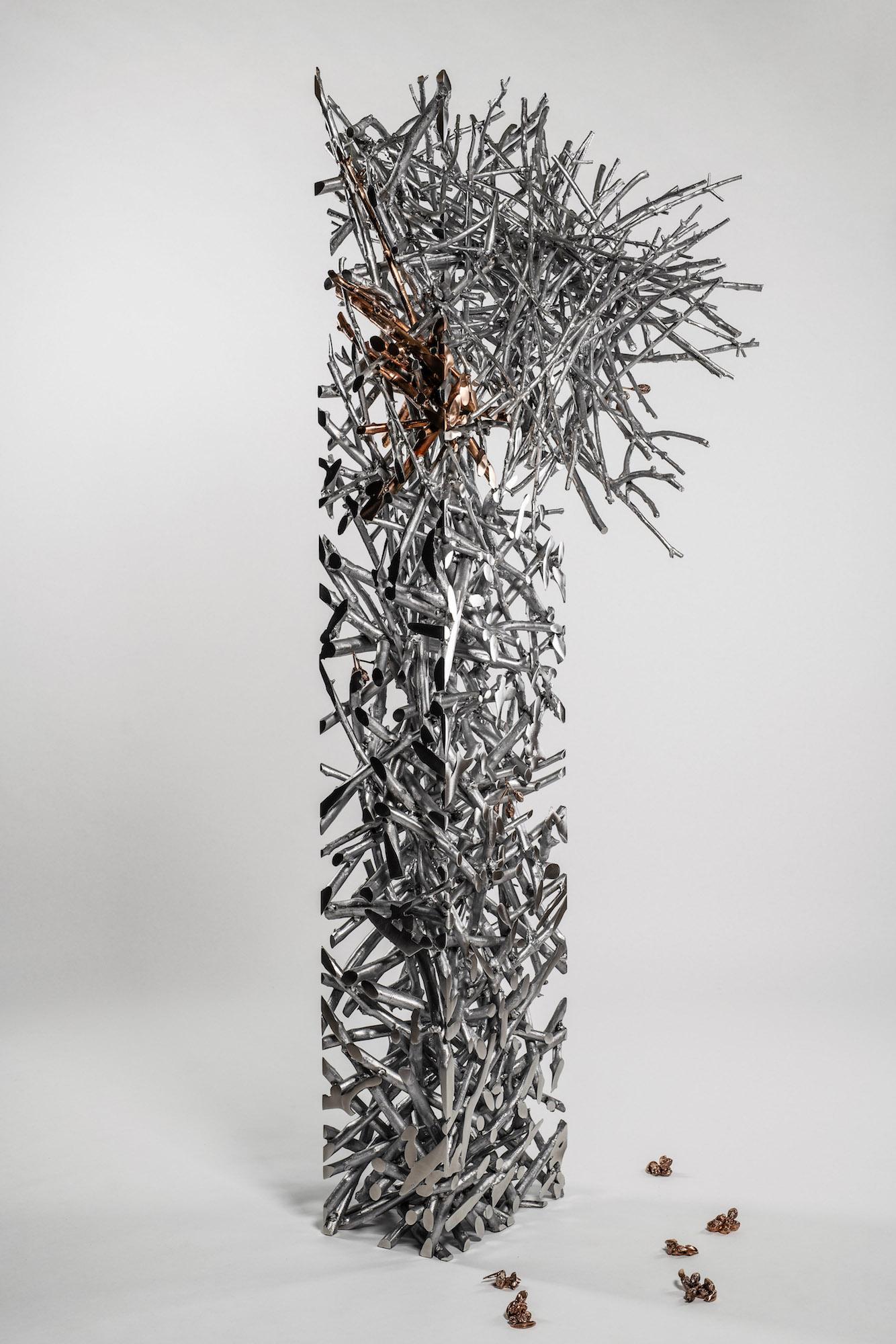 Instant Tree Olives by Ondřej Oliva - Grande sculpture en aluminium et bronze en vente 1