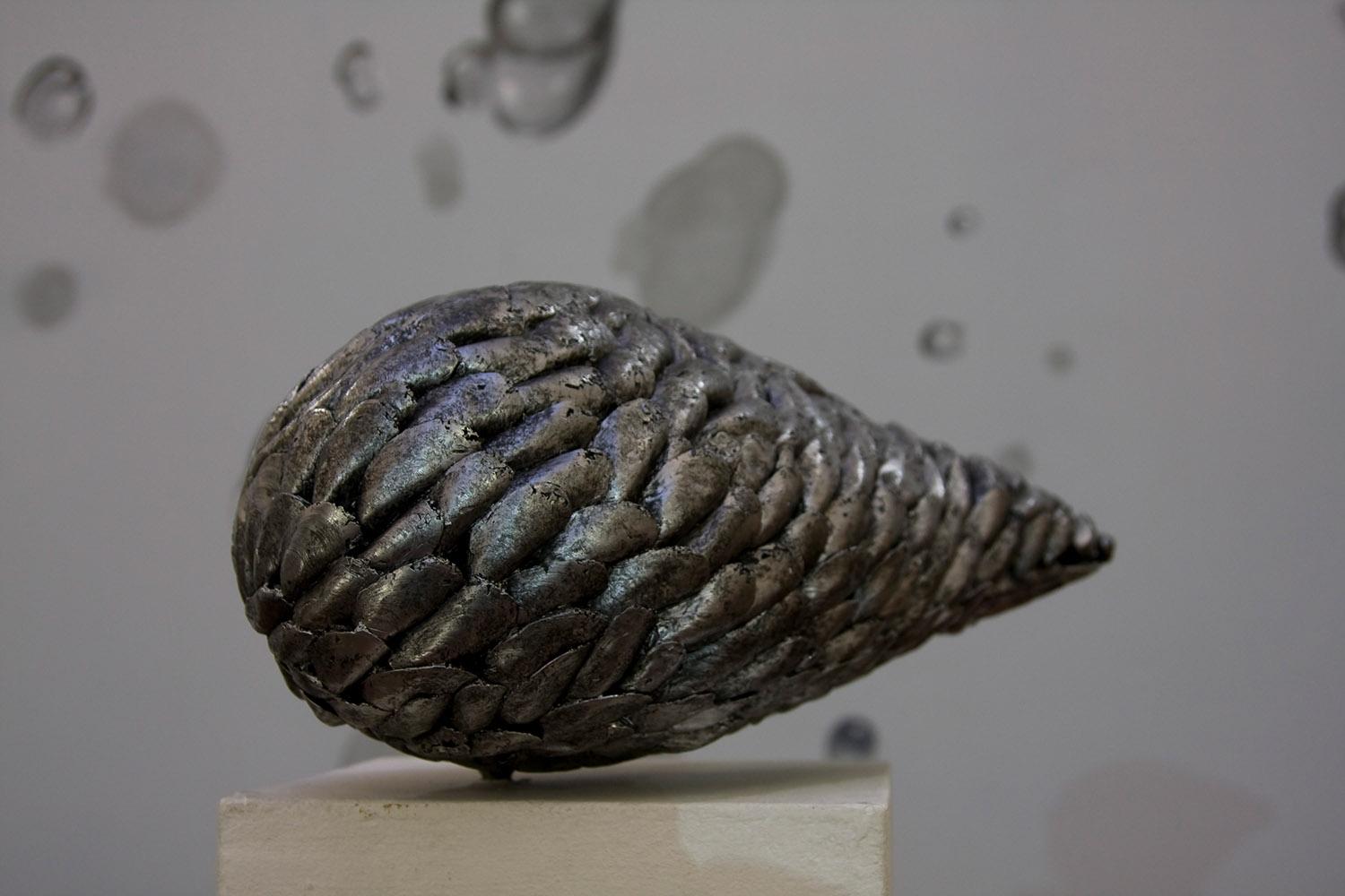 Mussel I by Ondřej Oliva - Unique aluminium sculpture, figurative, seafood For Sale 2