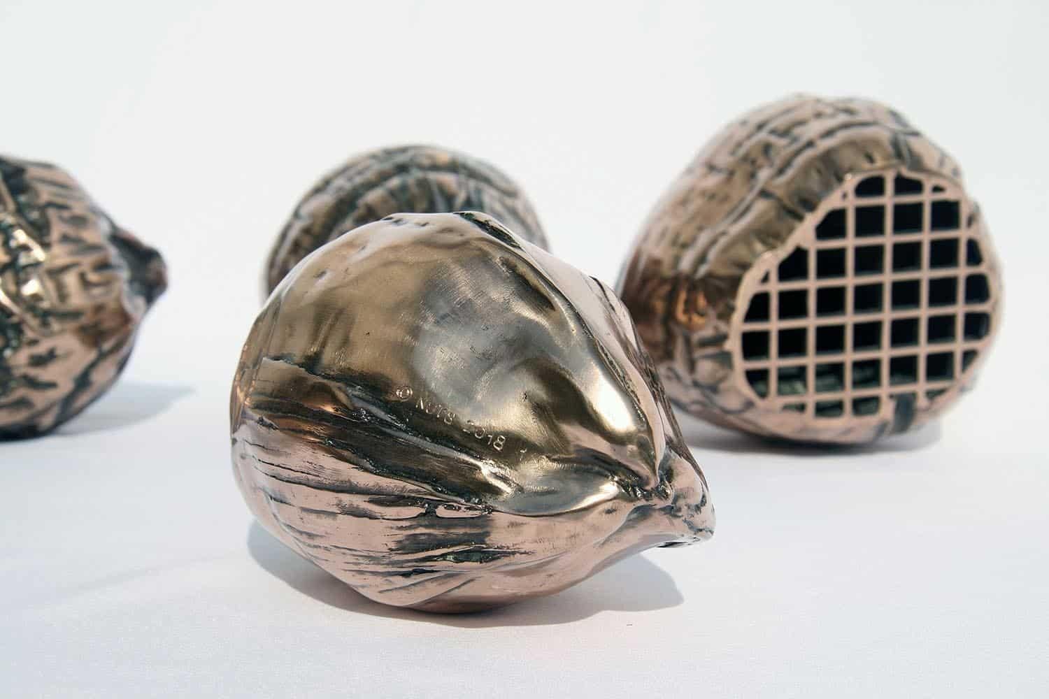 NUTS by Ondřej Oliva - Sculpture figurative en bronze, fruits en vente 2