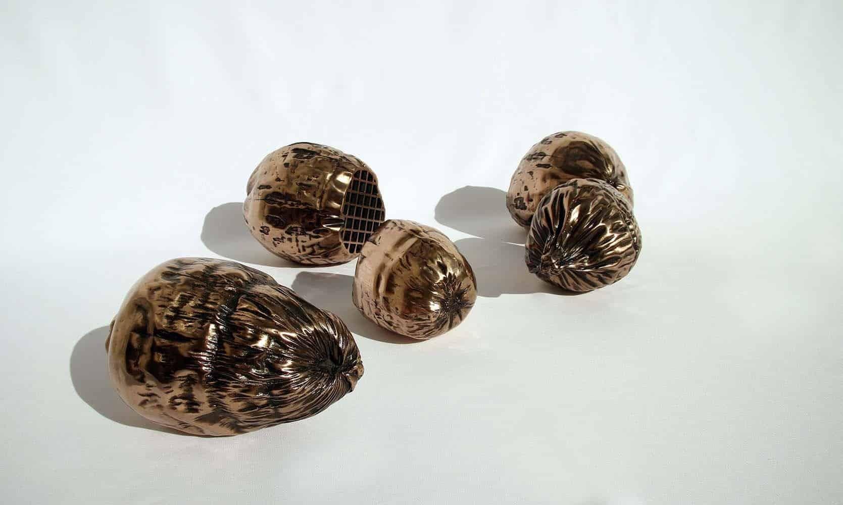 NUTS by Ondřej Oliva - Escultura figurativa de bronce, frutas en venta 3