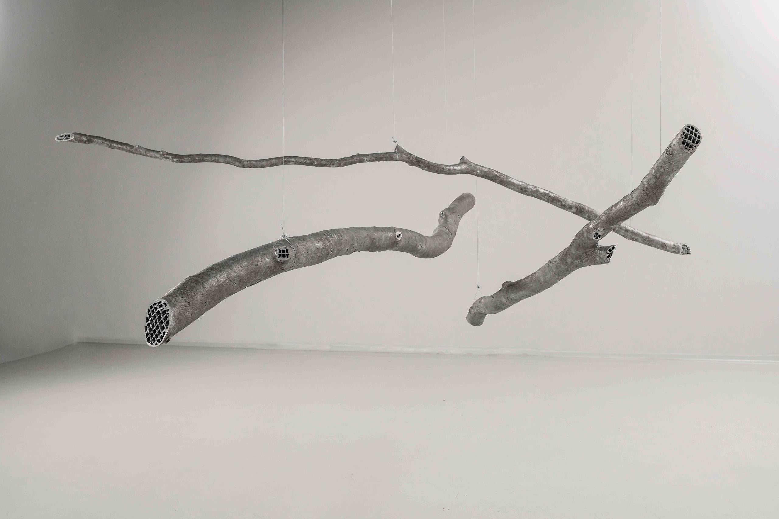 Printree by Ondřej Oliva - Large aluminium sculpture, silver, tree For Sale 1