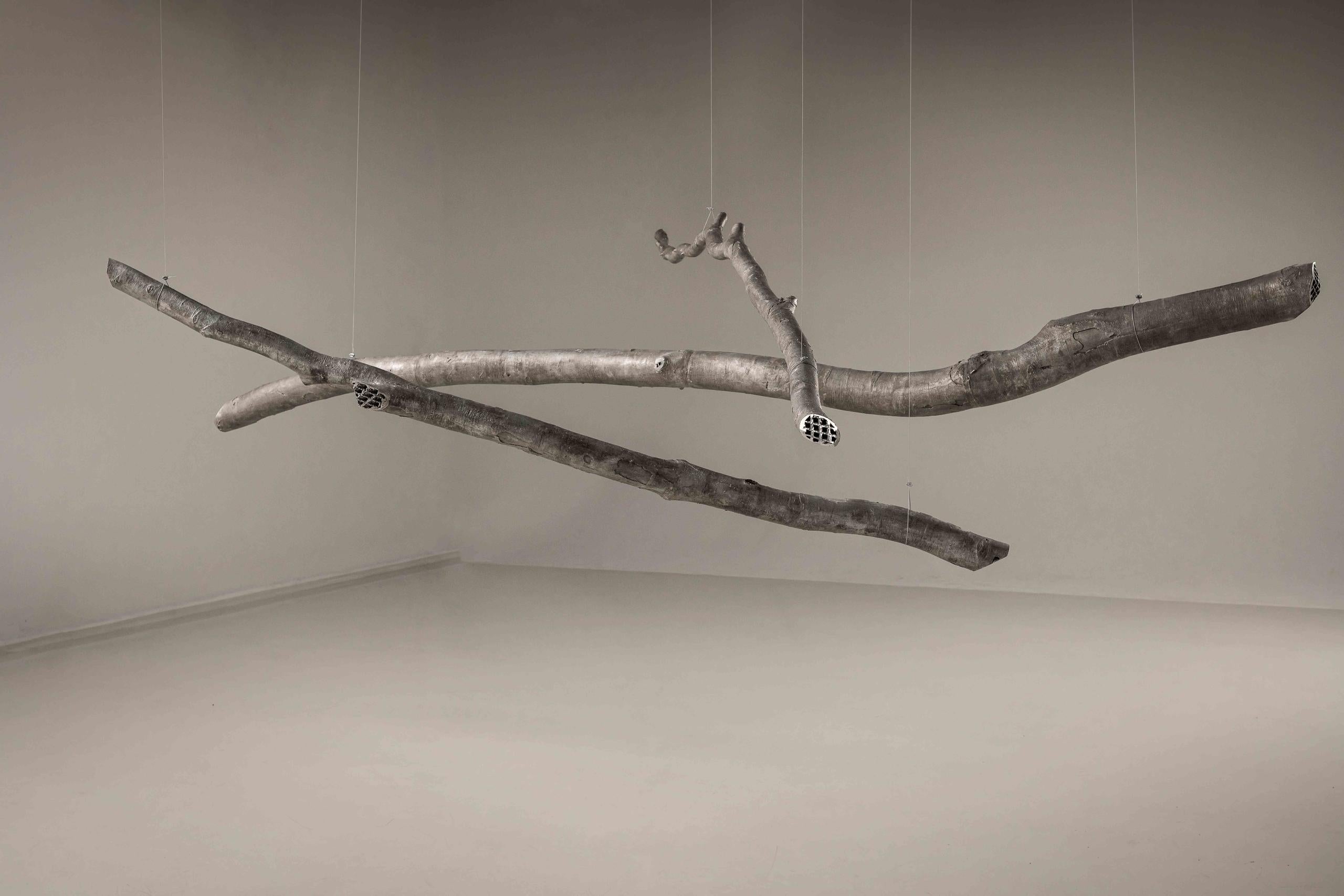 Printree by Ondřej Oliva - Large aluminium sculpture, silver, tree For Sale 2