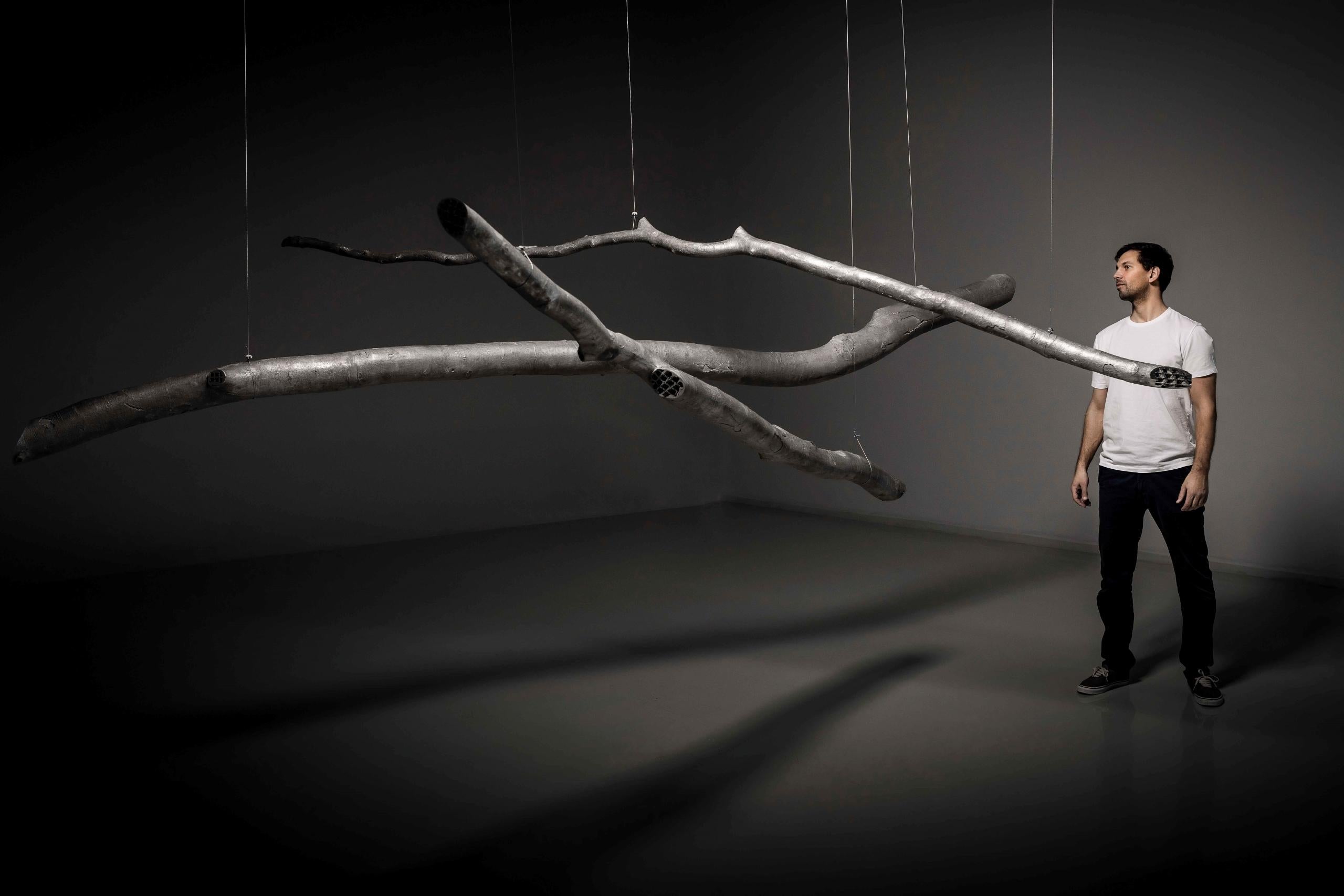 Printree by Ondřej Oliva - Large aluminium sculpture, silver, tree For Sale 5