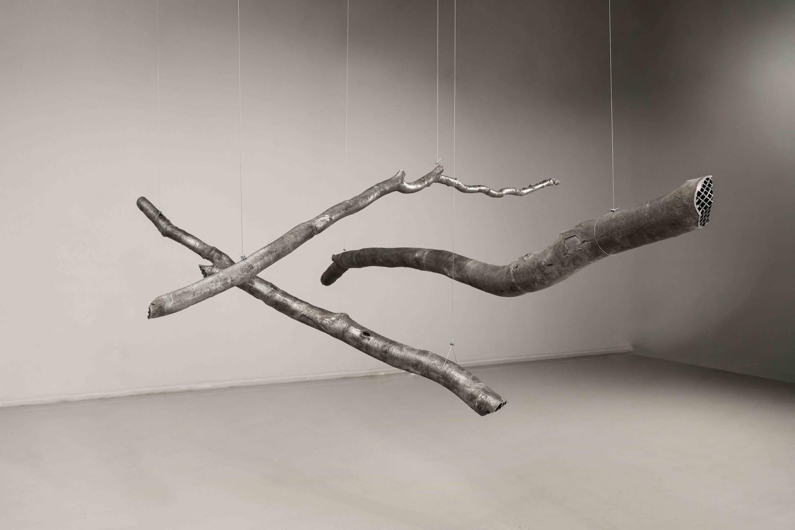 Printree by Ondřej Oliva - Large aluminium sculpture, silver, tree