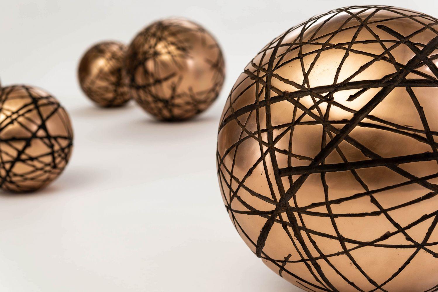 Urbantree Negative I by Ondřej Oliva - bronze sculpture, golden, round, texture For Sale 2