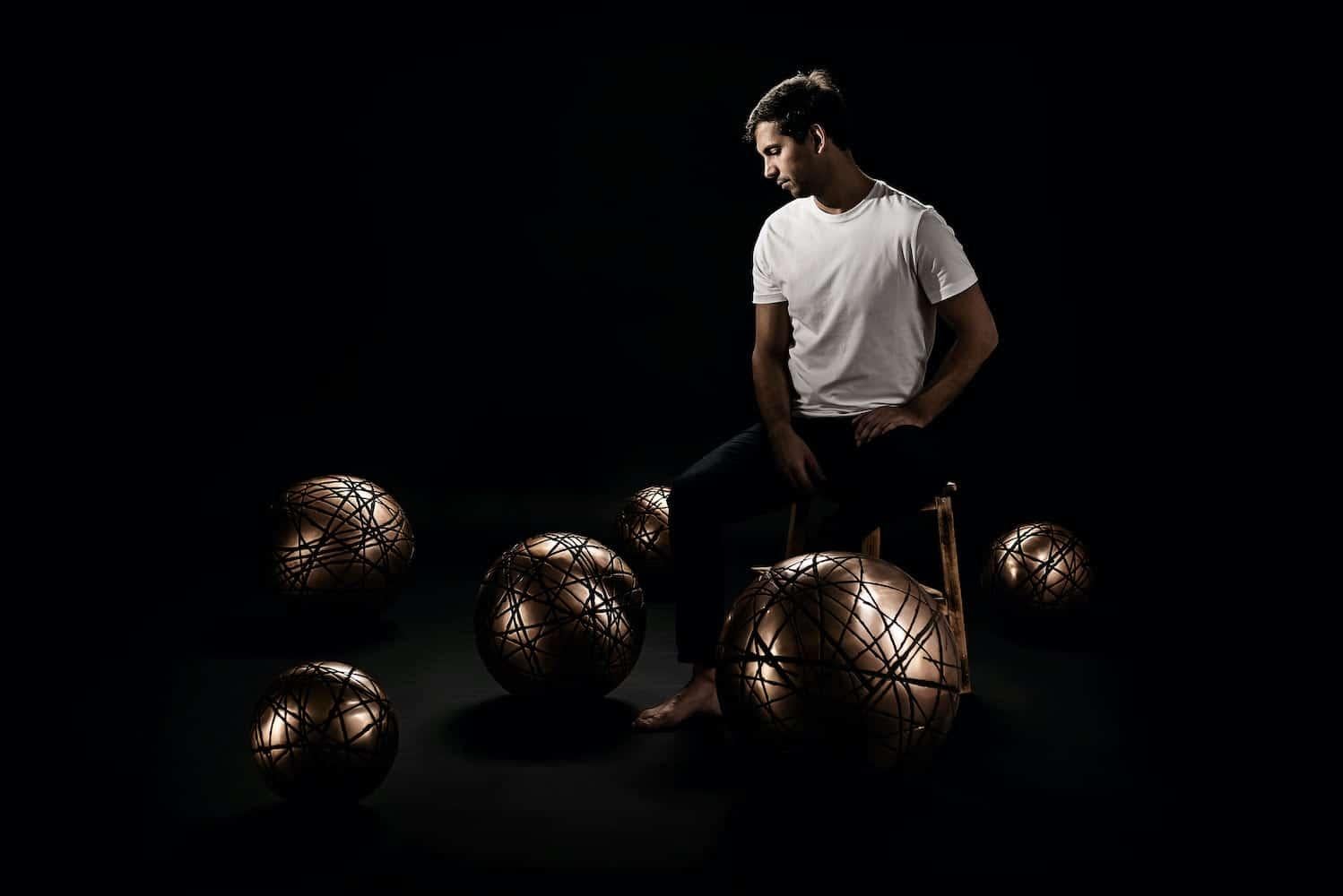 URBANTREE NEGATIVE II by Ondřej Oliva - Bronze sculpture, geometric tree, golden For Sale 4