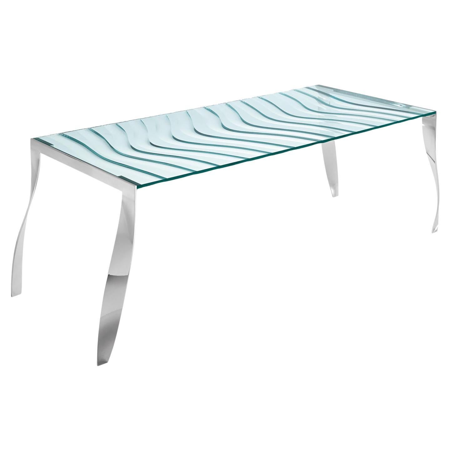 Ondulate Glass Dining Table For Sale