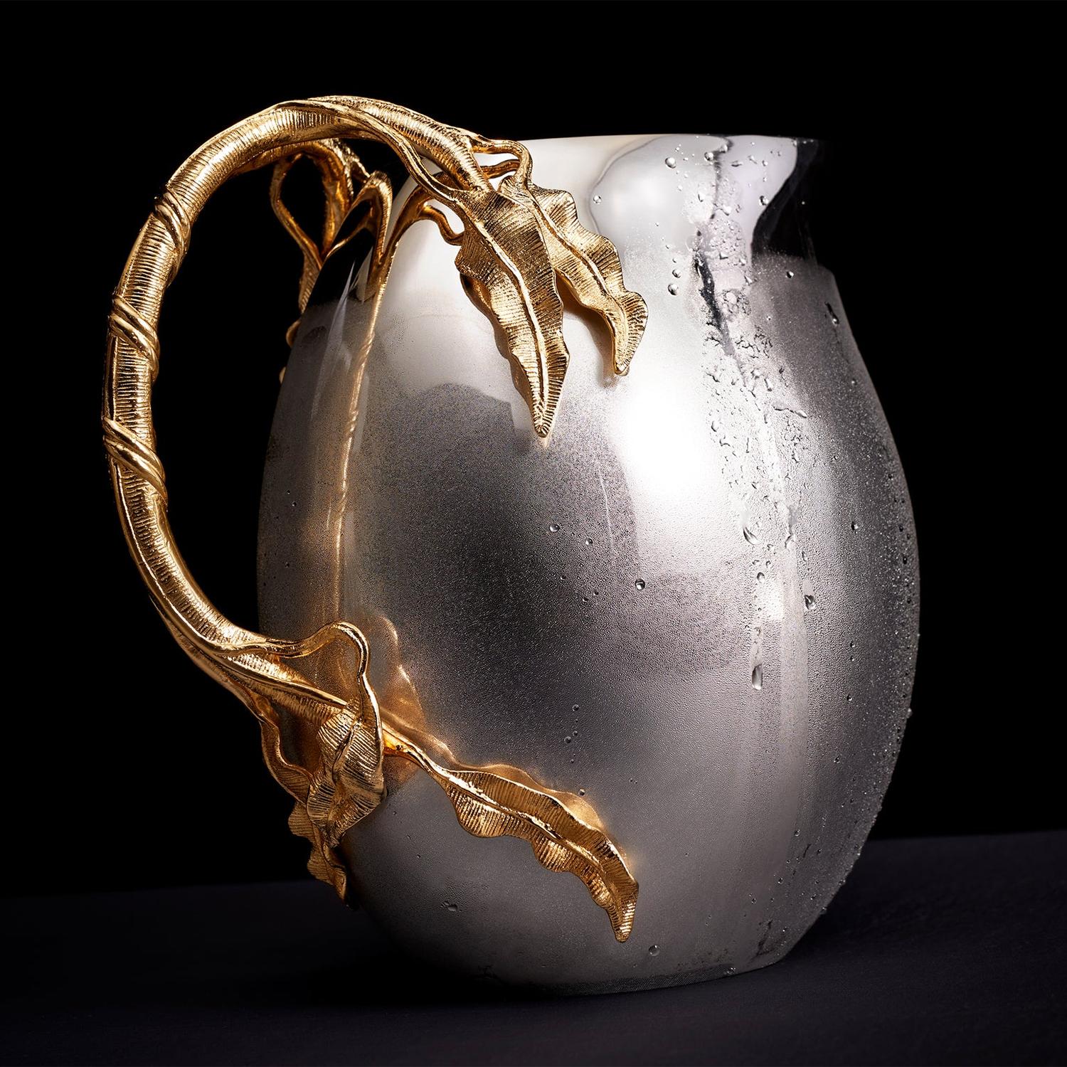 Stainless Steel Ondulated Leaves Pitcher For Sale
