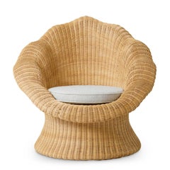 Ondulated Rattan Natural Armchair