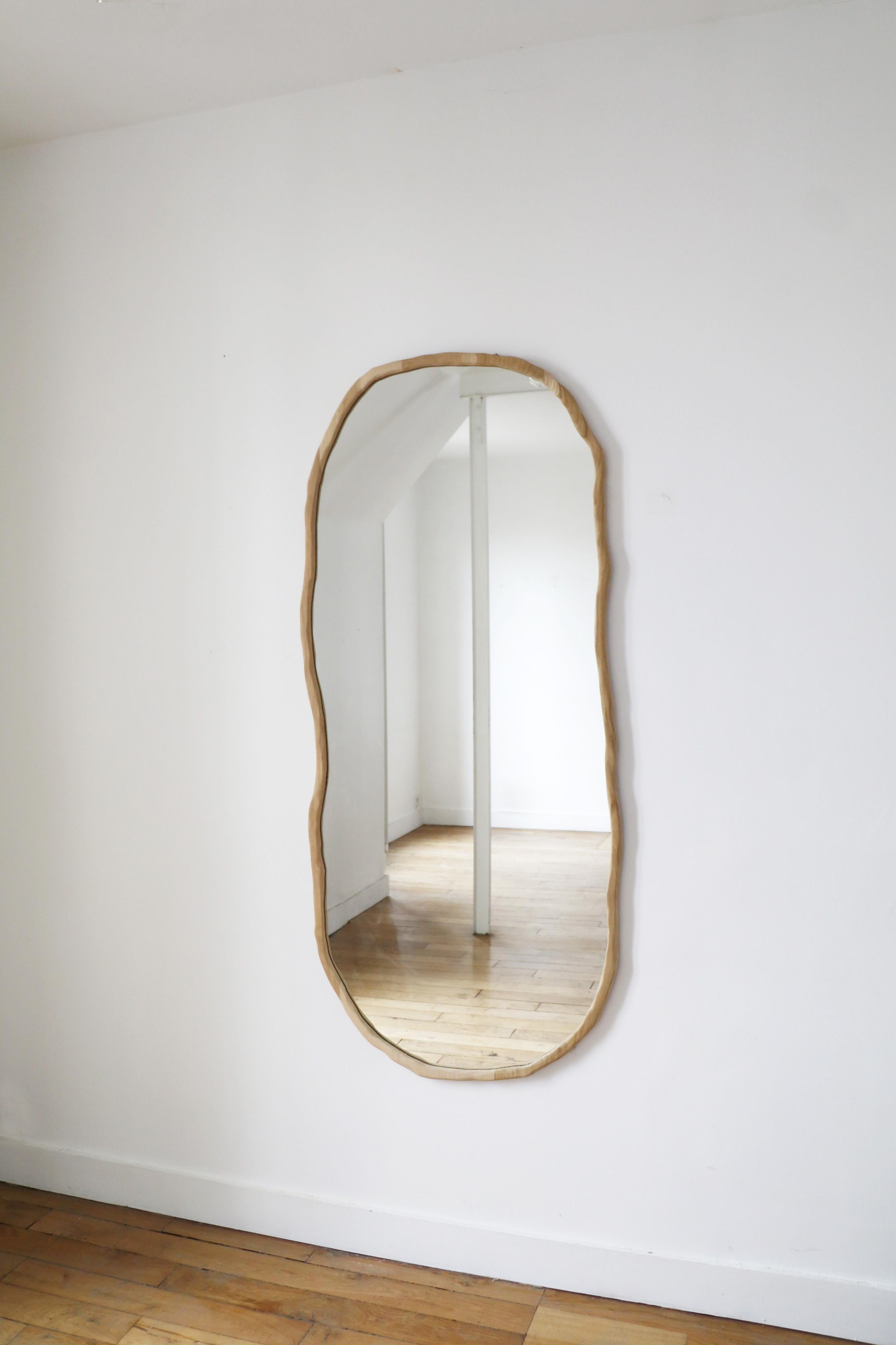 Oak Ondulation mirror - long For Sale