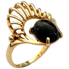 One '1' 14 Karat Gold Ring, Onix Stoen, Signed Gerritsen & van Kempen, 1955