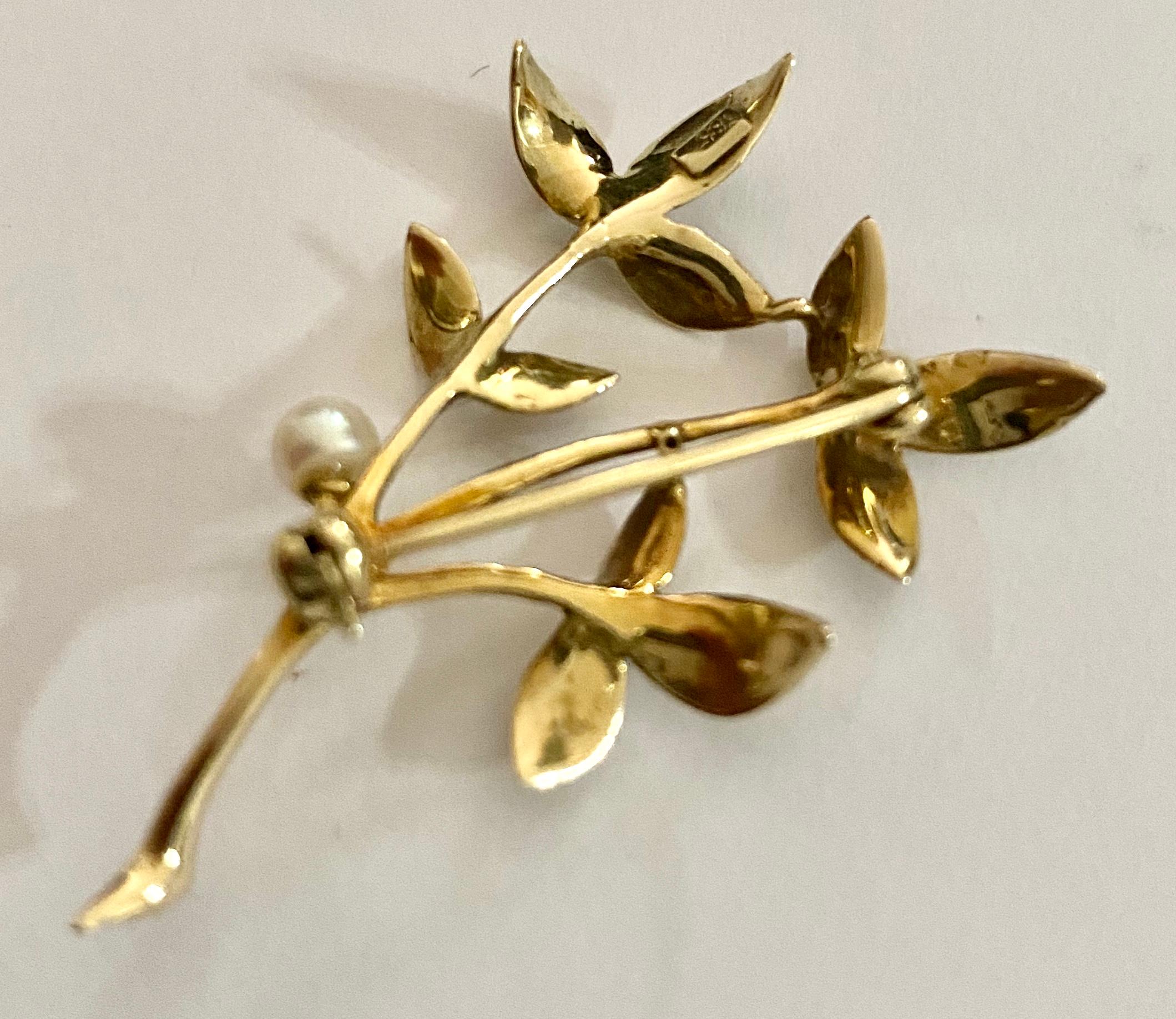 Modern One '1' 14 Karat Yellow Gold Brooch, stamped 585, Germany, 1950