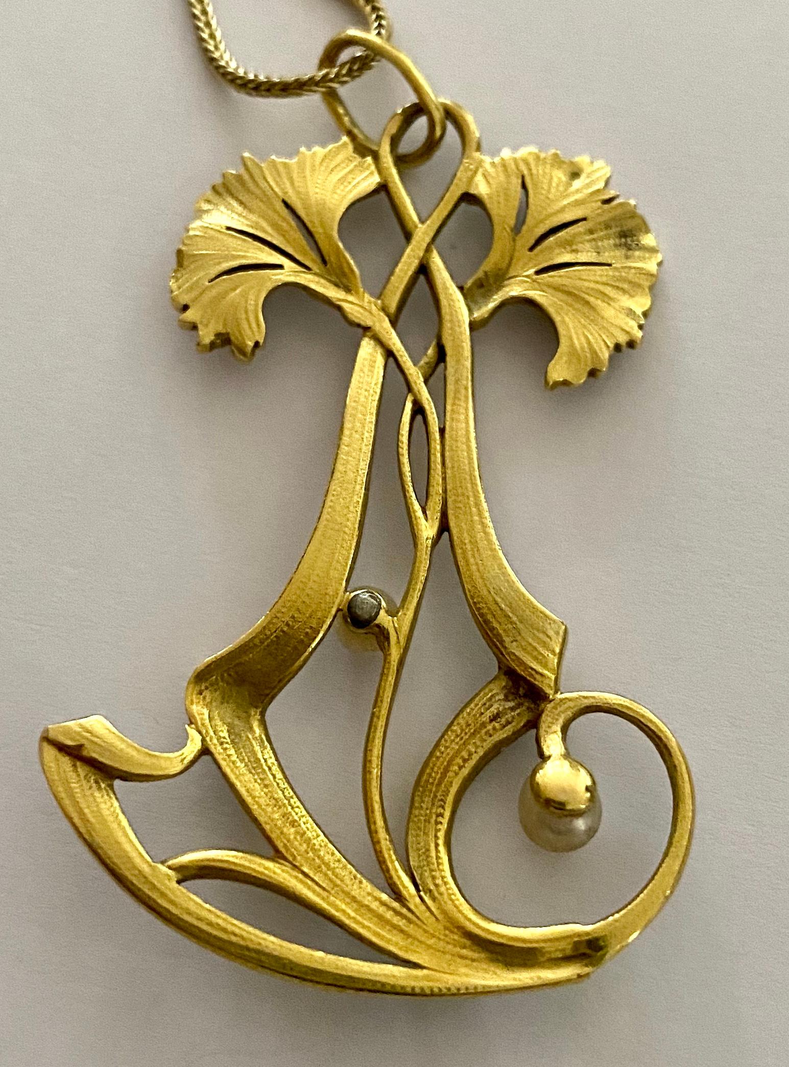 Round Cut One '1' 18 Karat Art Nouveau Pendant, Henry Vever, Paris, 1900 For Sale