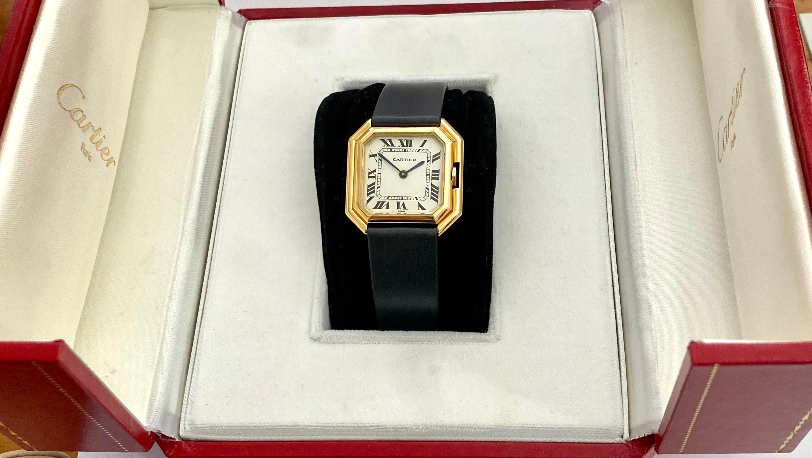 One '1' 18 Karat Yellow Gold Cartier Wristwatch Model Cienture Automatic, 1975 1