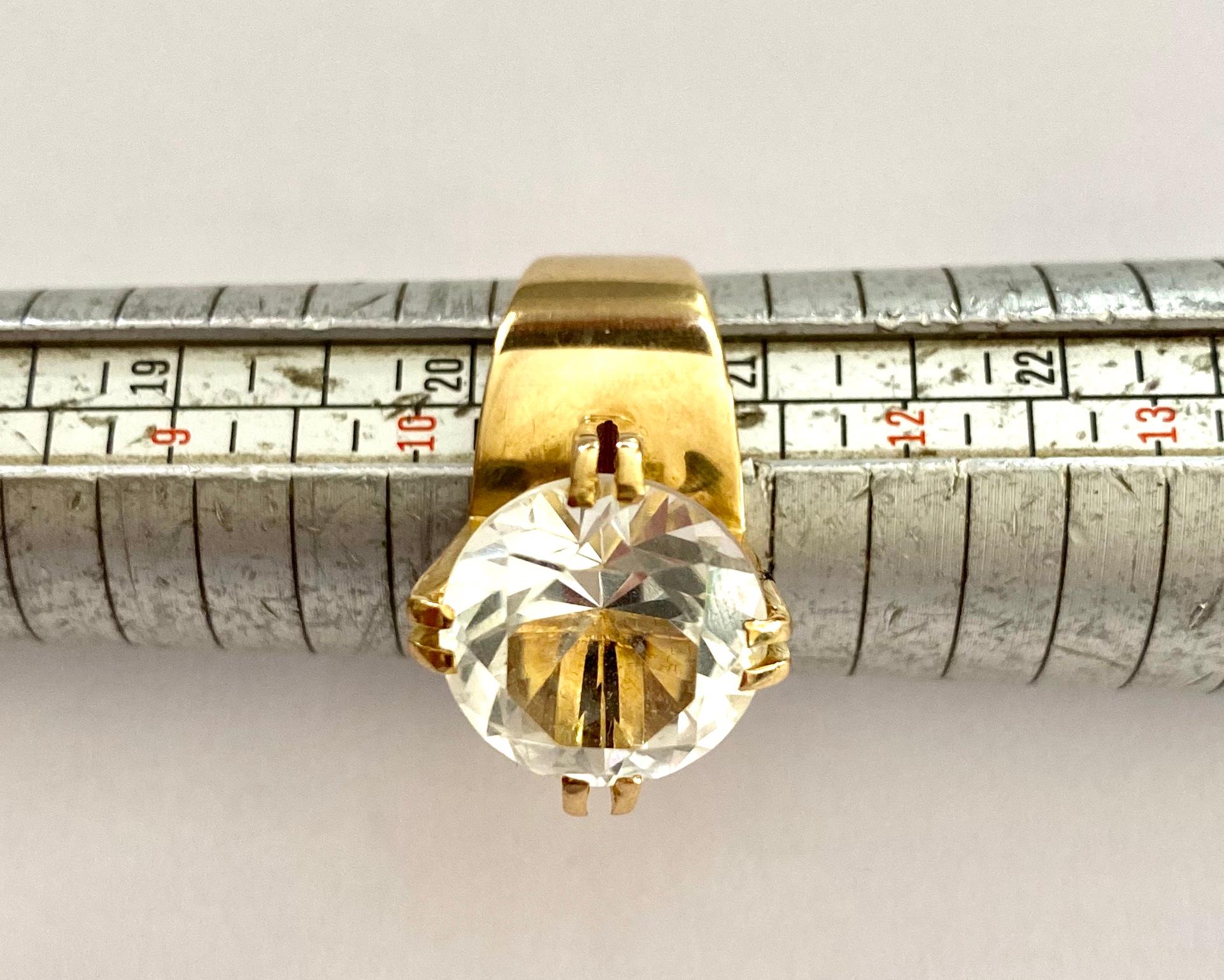 One '1' 18 Karat Yellow Gold Ring Set with One Rock Crystal, Germany, 1970 2