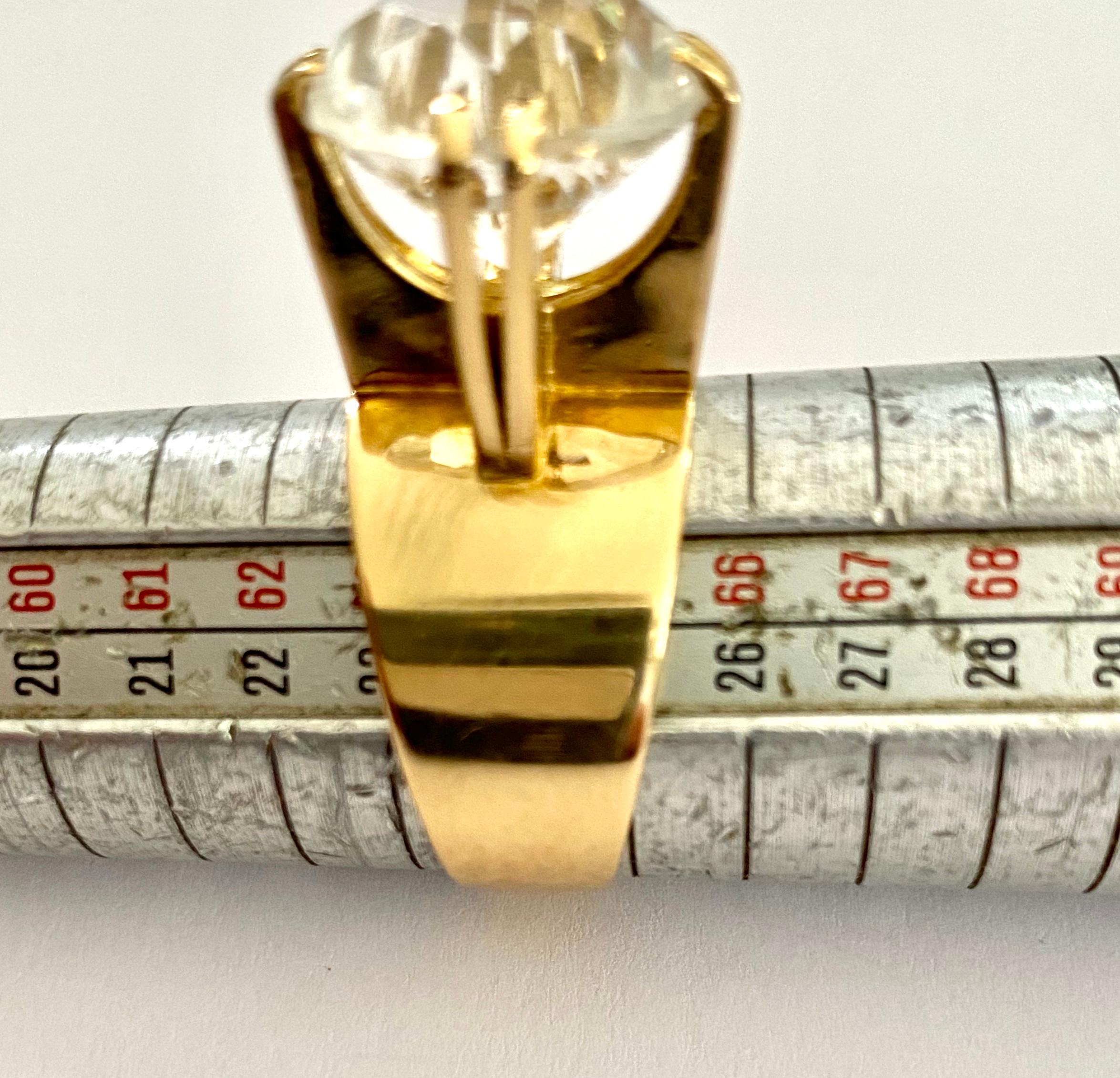 One '1' 18 Karat Yellow Gold Ring Set with One Rock Crystal, Germany, 1970 3