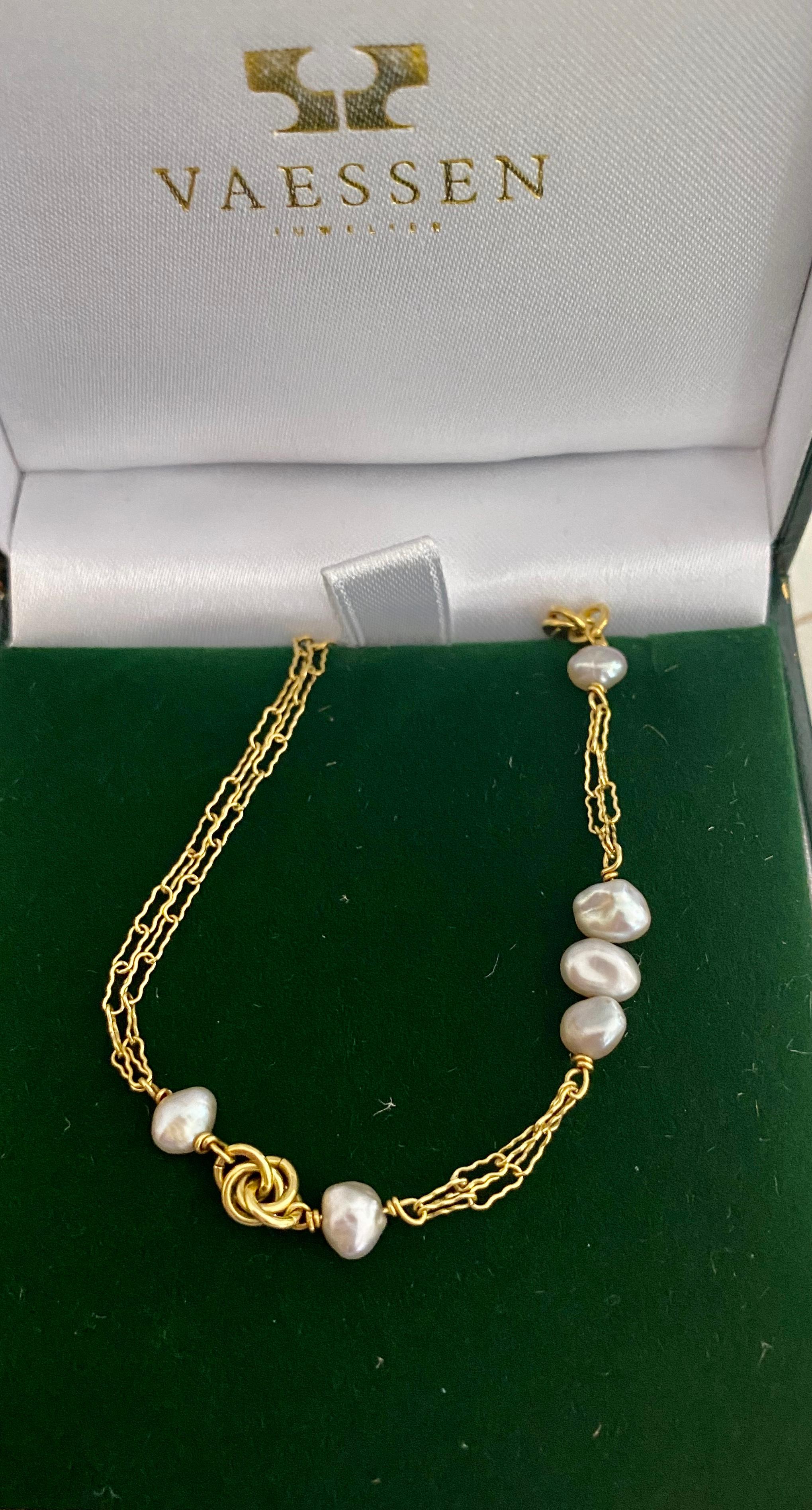 One '1' 18 Karat Gold Sautoir, 20 Natural Pearls, Signed Grosse Germany, 1965 1