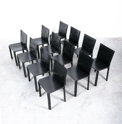 One (1) of 20 Black Leather Dining Chairs by Mario Bellini Cassina Cab 412