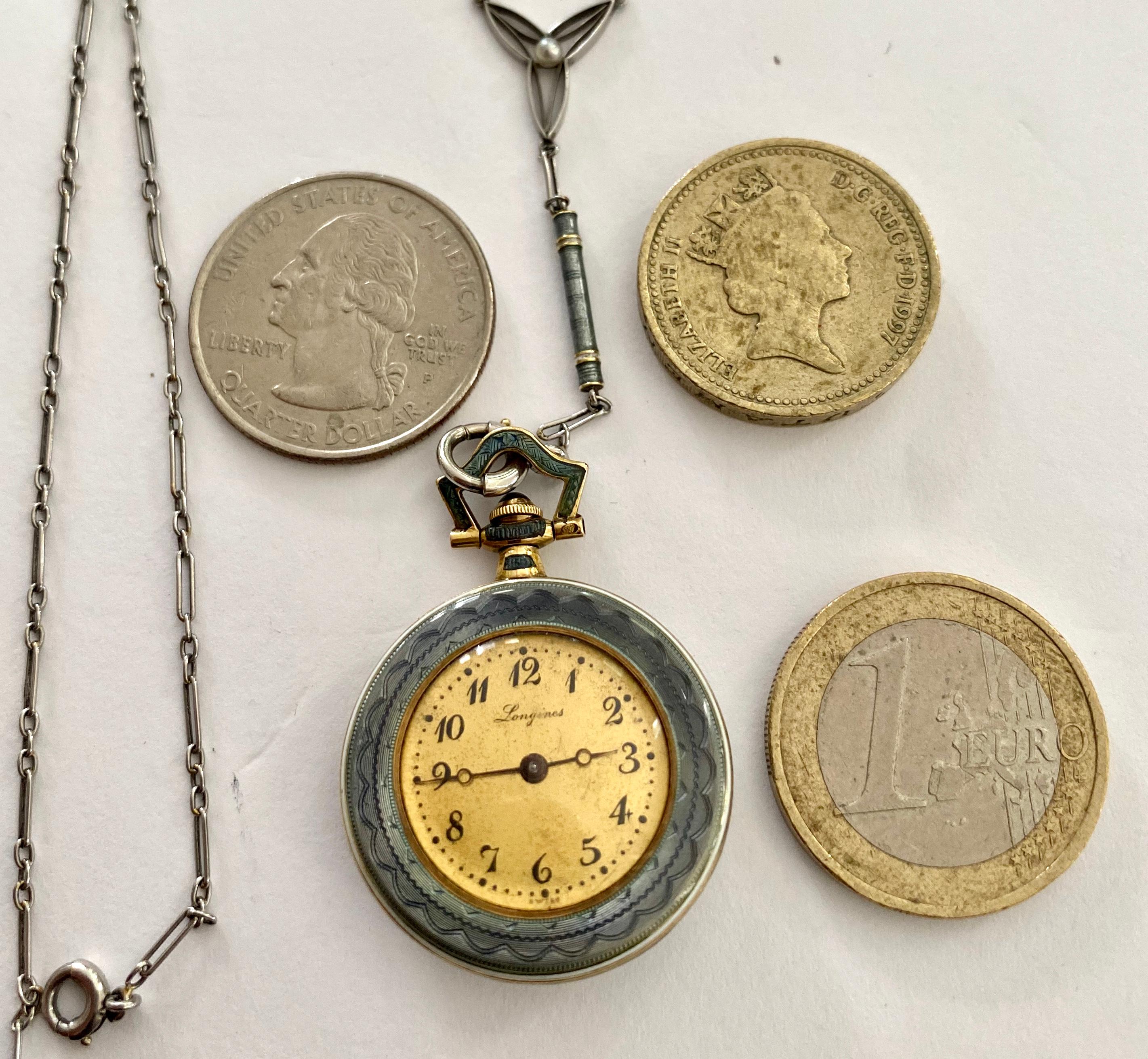 One '1' Platinum/Yellow Gold Lady's Pocket Watch, Signed 