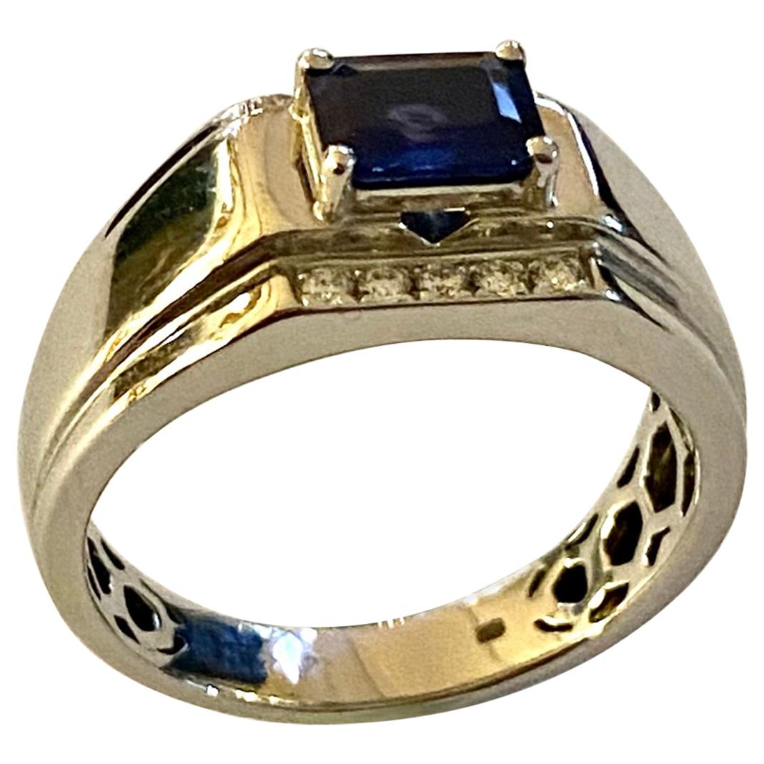 One 18 Karat White Gold Sapphire/Diamond Ring