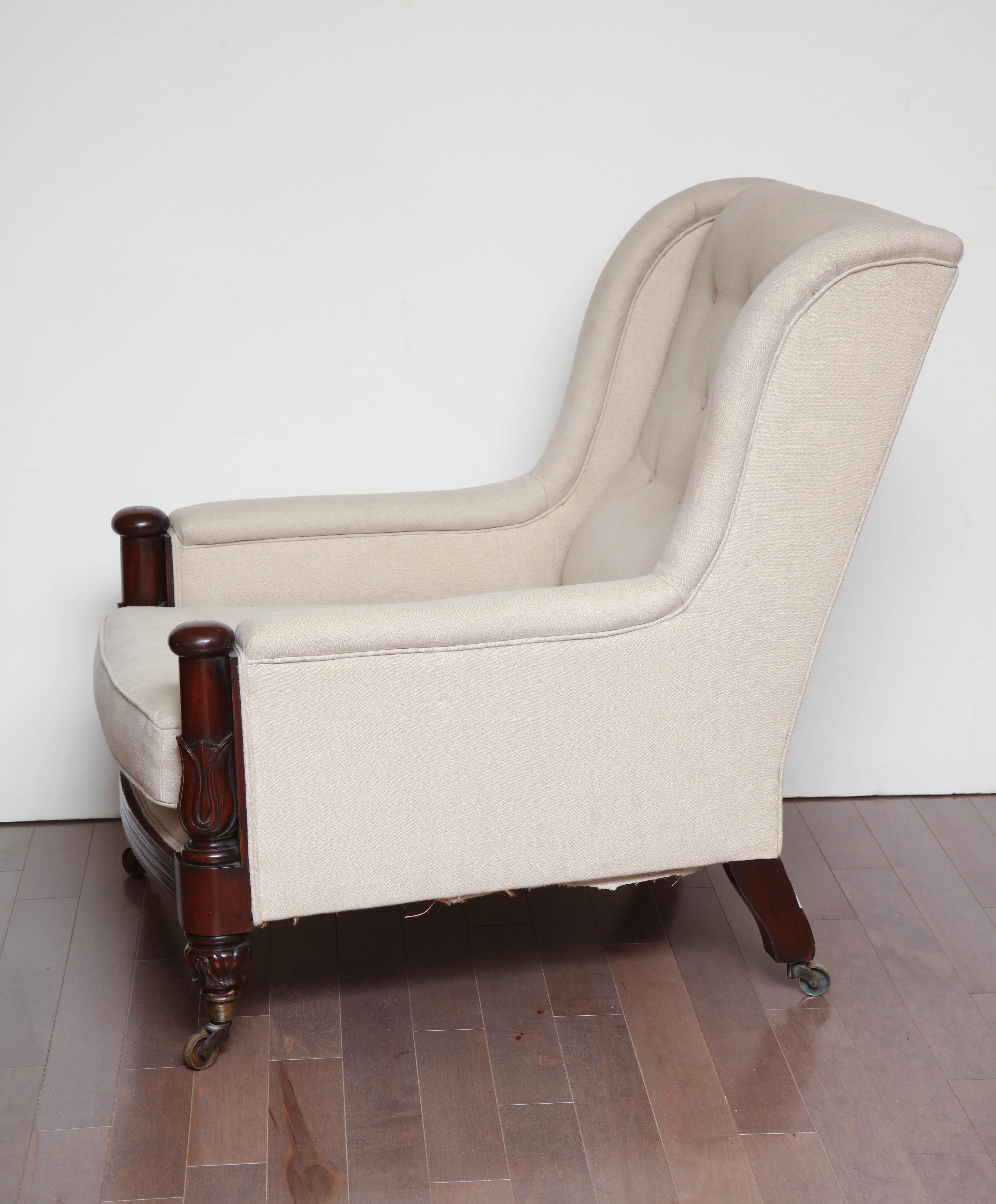 One 19th Century Mahogany Mounted Library Armchair In Good Condition In New York, NY