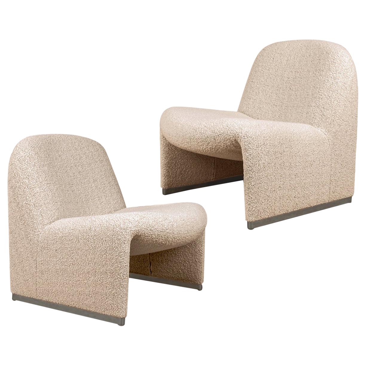 One 'Alky' Chair by G. Piretti for Castelli New Upholstery Boucle by Dedar